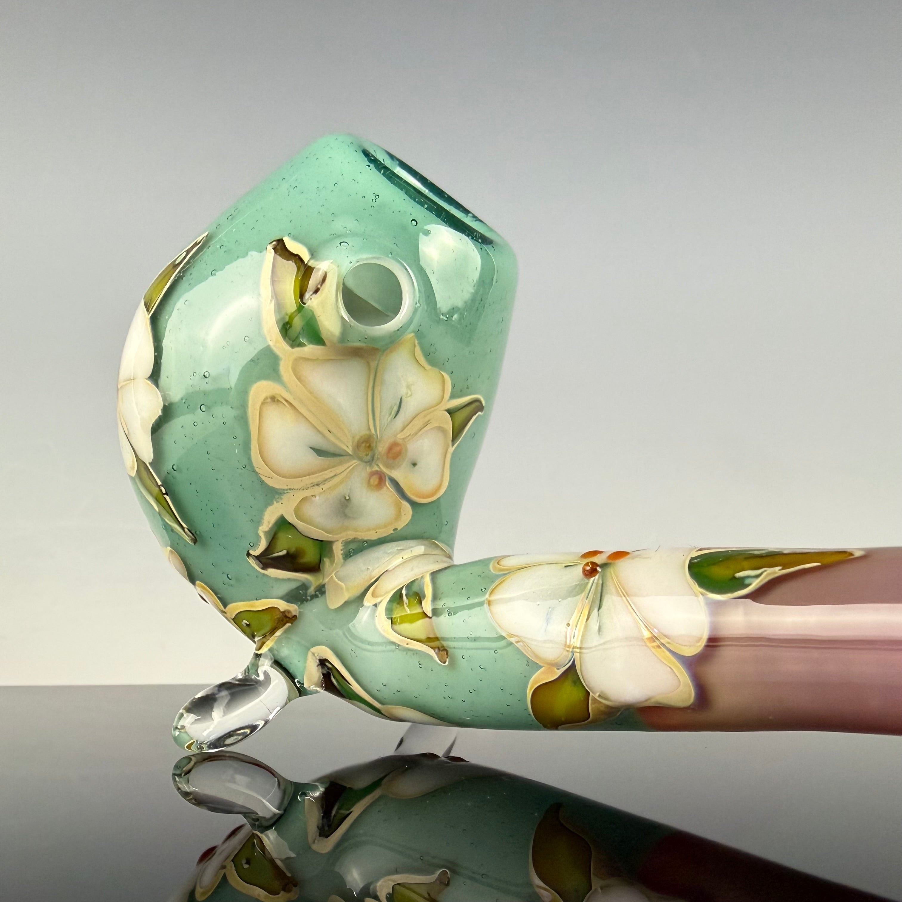 Aqua Azul "Floral" Sherlock by Sarita Glass