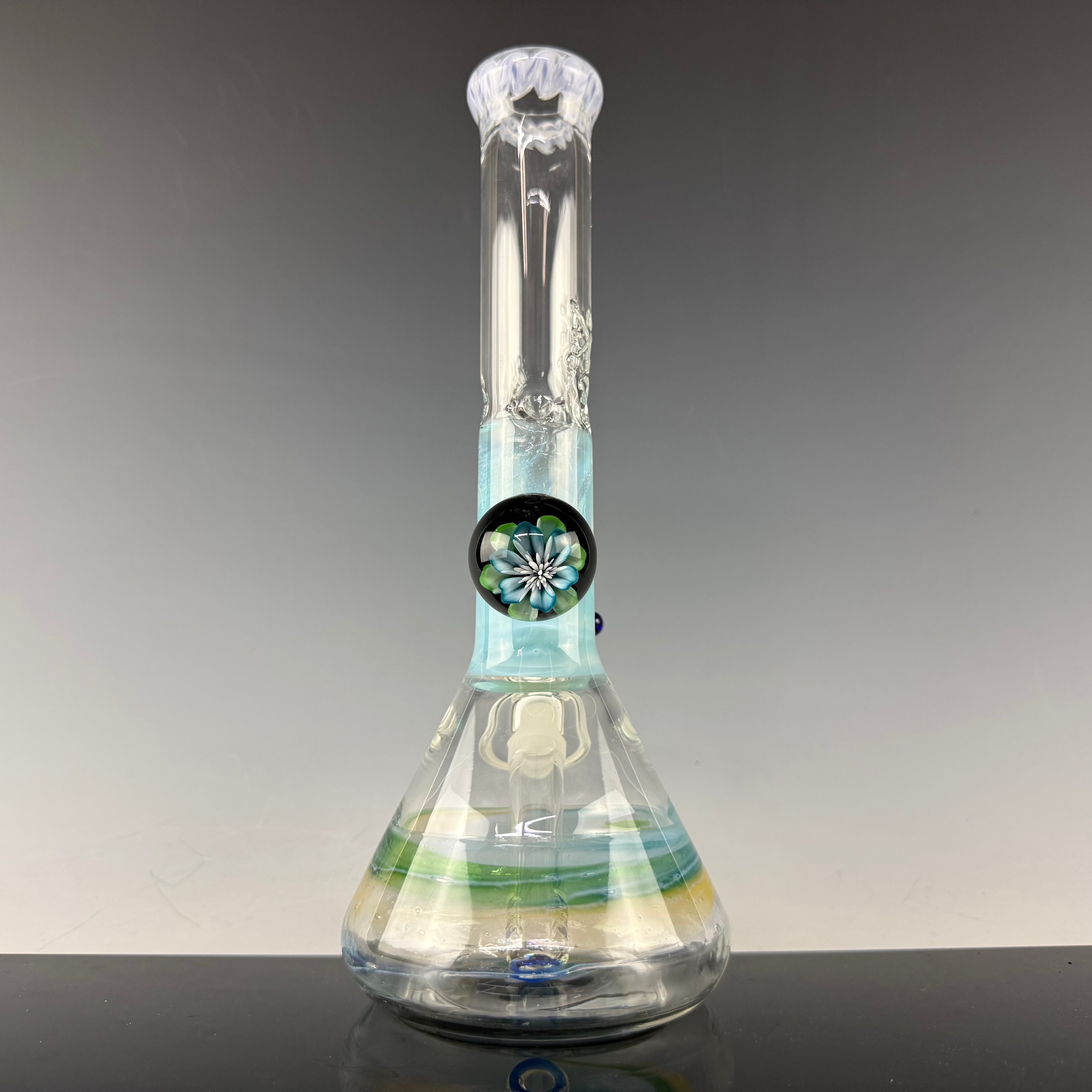 Worked Beaker W/ Implosion Marble #3 by Mary Jane's Glass X Nobody Glass