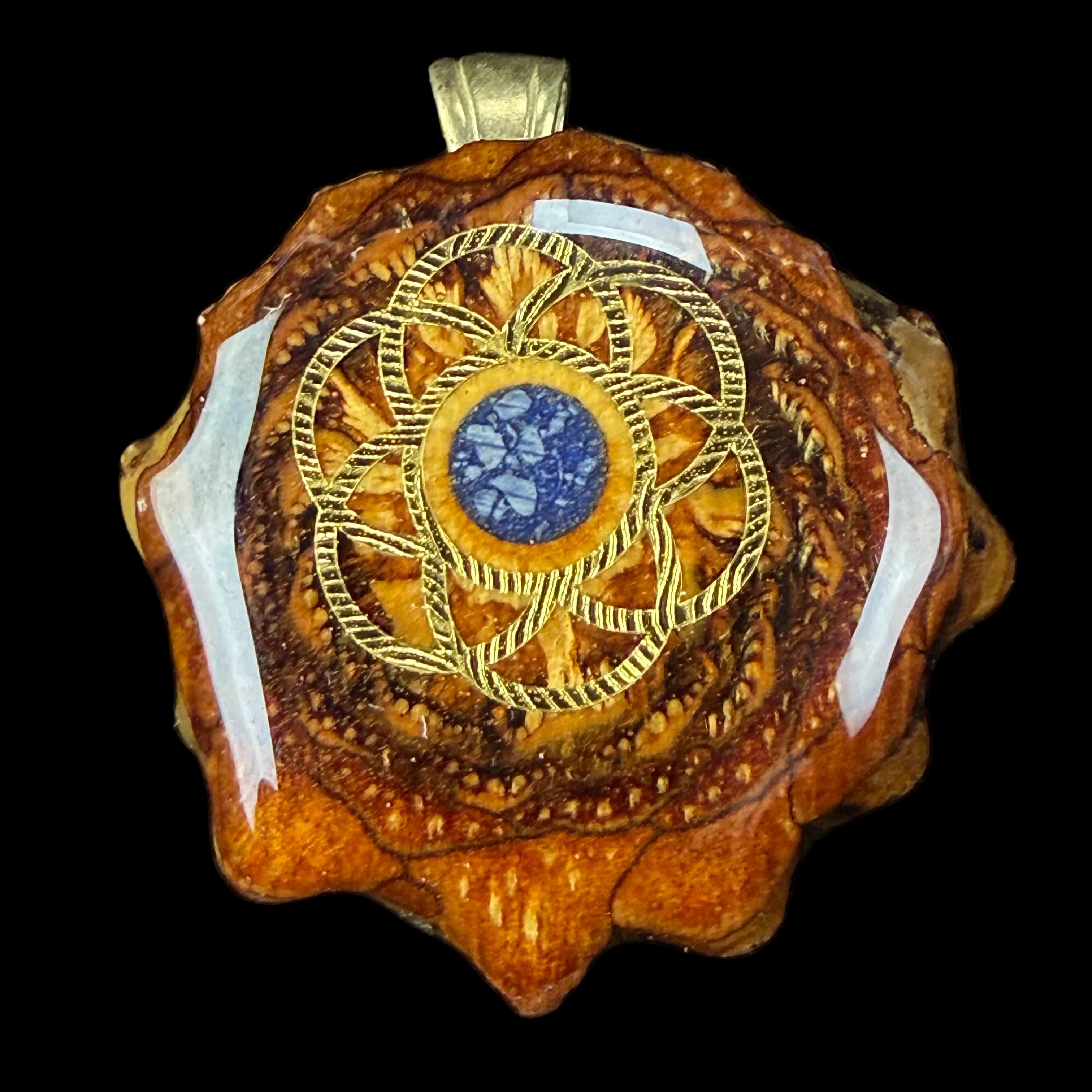 *Mini* Crushed Lapis Lazuli (Glow) W/ Gold SOL Pendant by Third Eye Pinecones