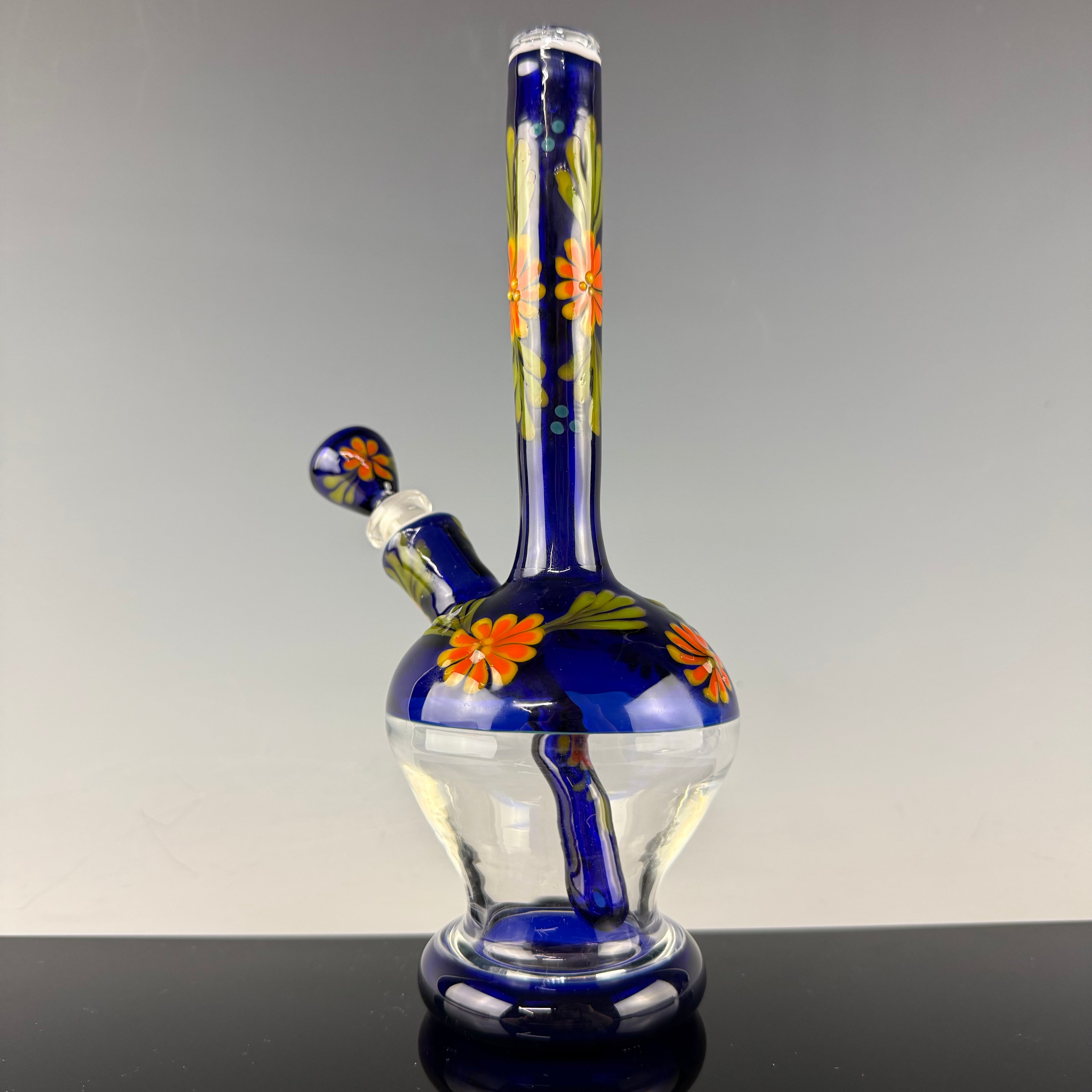 Cobalt "Floral" Flask by Sarita Glass
