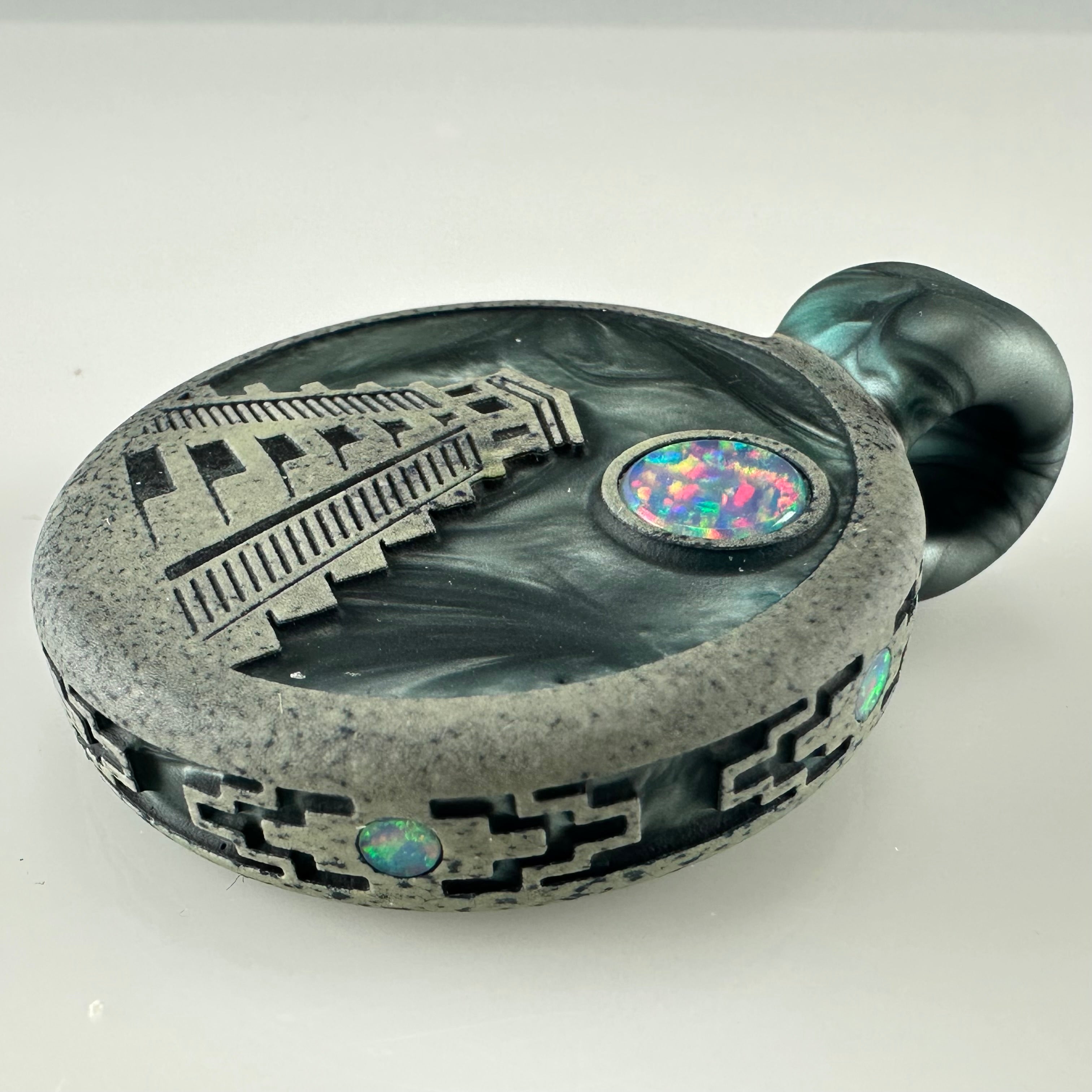 "Mayan Temple" Sandblasted Pendant by GlassMaze