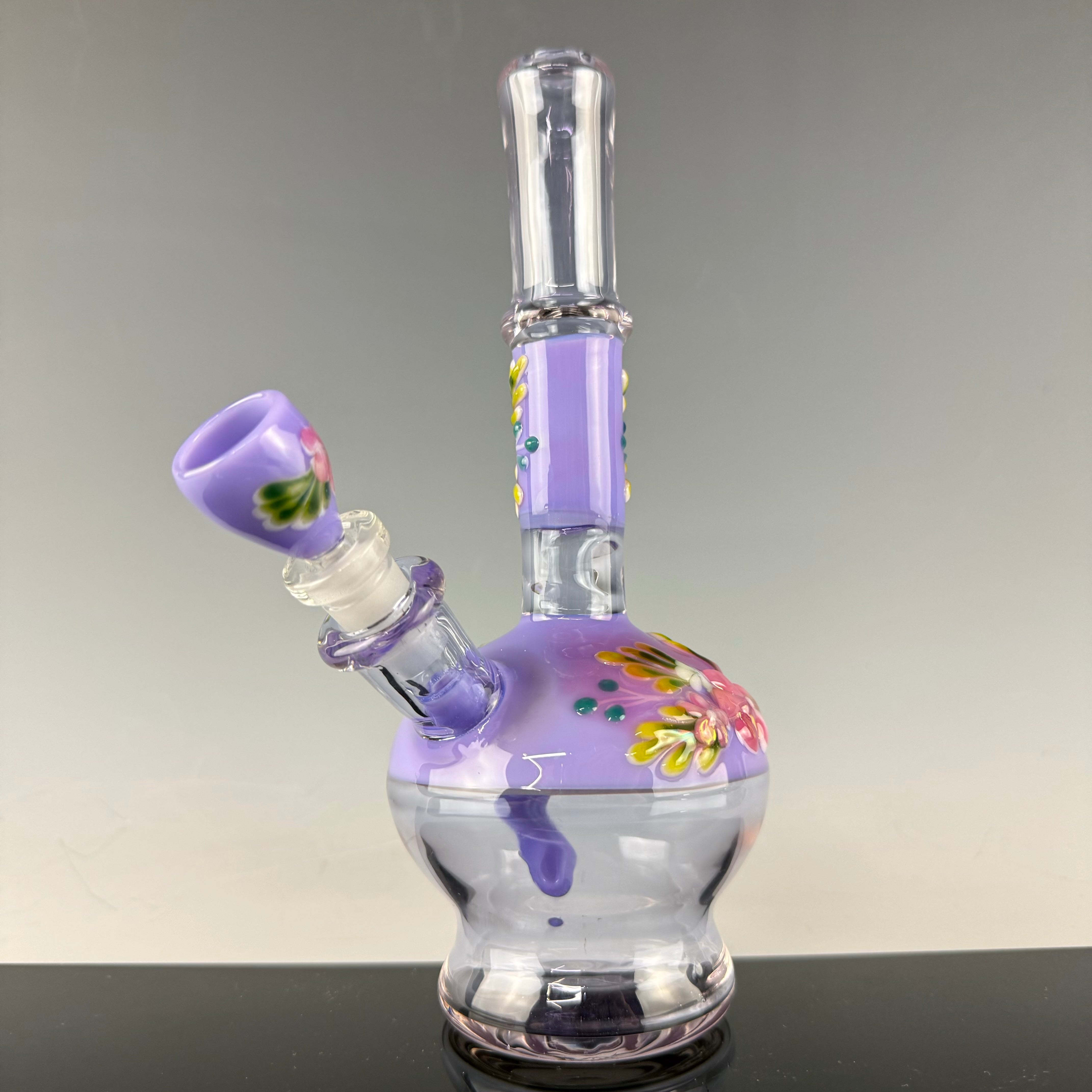 Purple "Floral" Flask by Sarita Glass