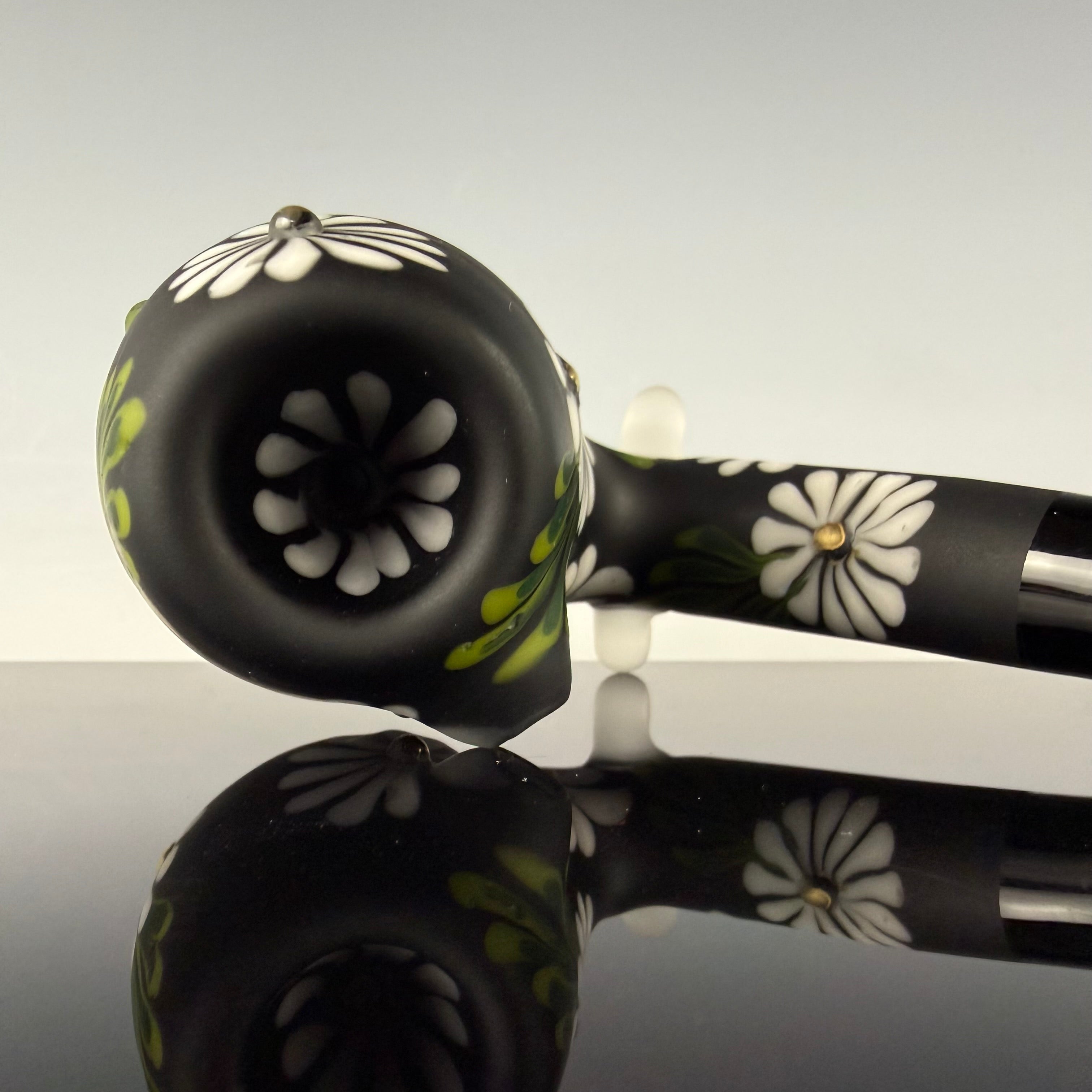 Matte Black "Floral" Sherlock by Sarita Glass