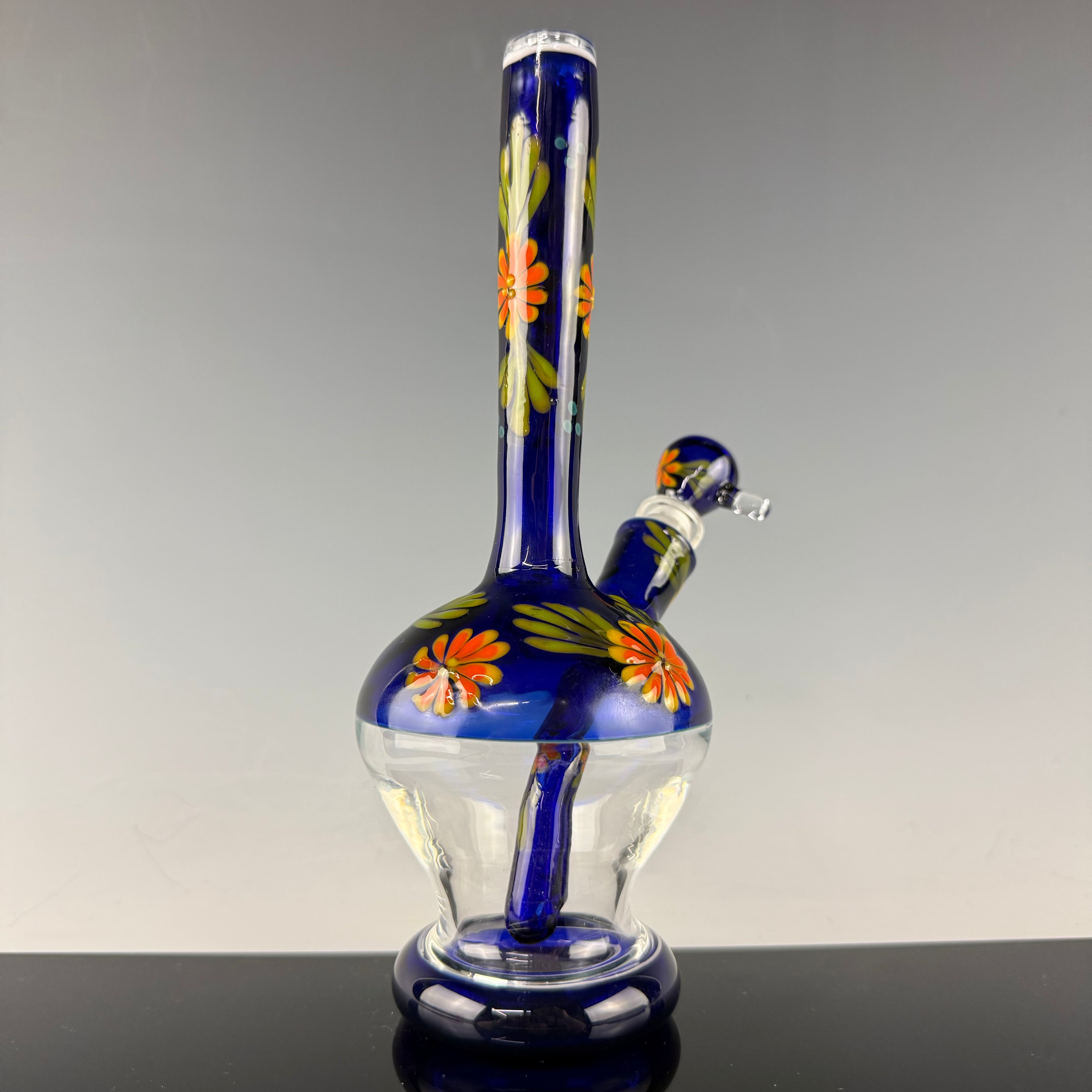 Cobalt "Floral" Flask by Sarita Glass