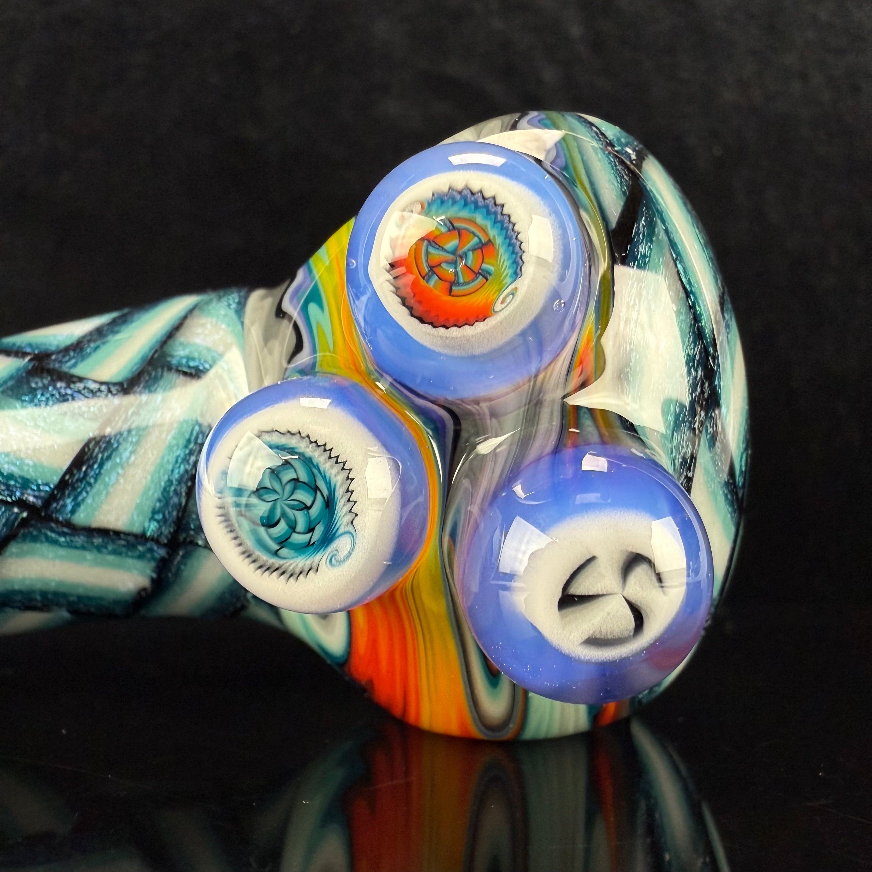 9 Section Heady Basket Weave Spoon #1 by KJH Glass