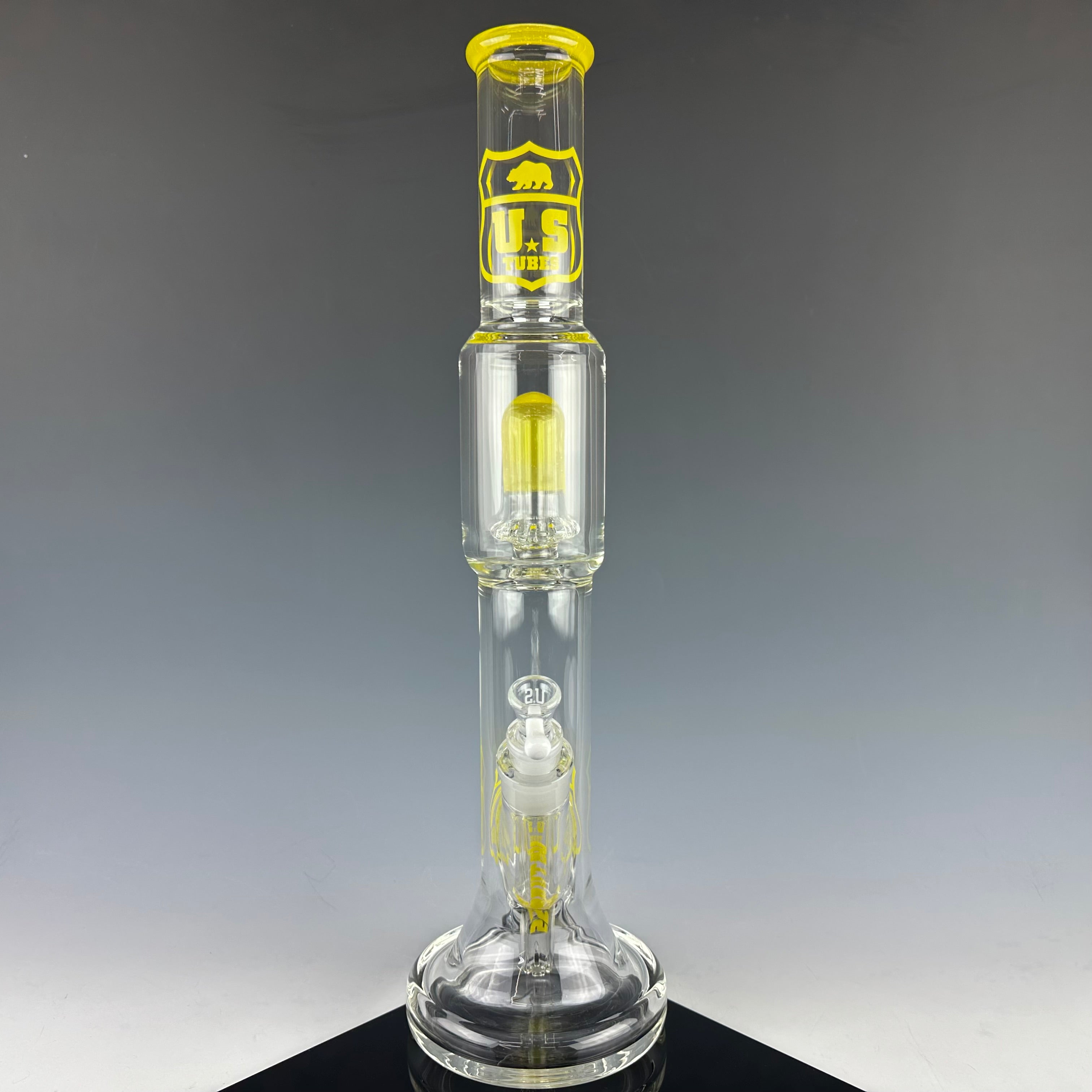 "Yellow" Accented Circ to Hybrid Base Waterpipe by US Tubes