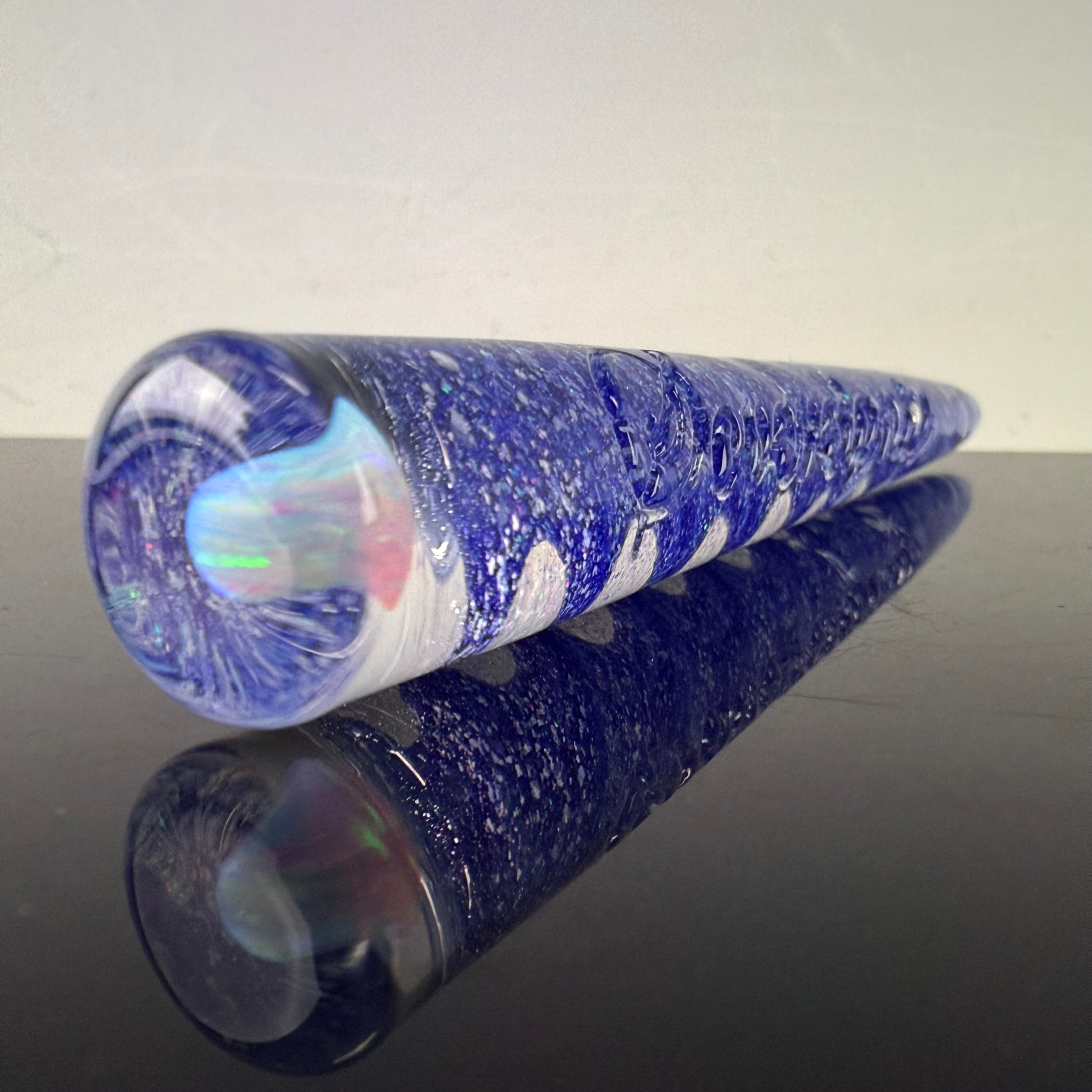 "Crushed Opal over Blue Cheese" Opal Encased Bowl Poker by Sovereignty Glass