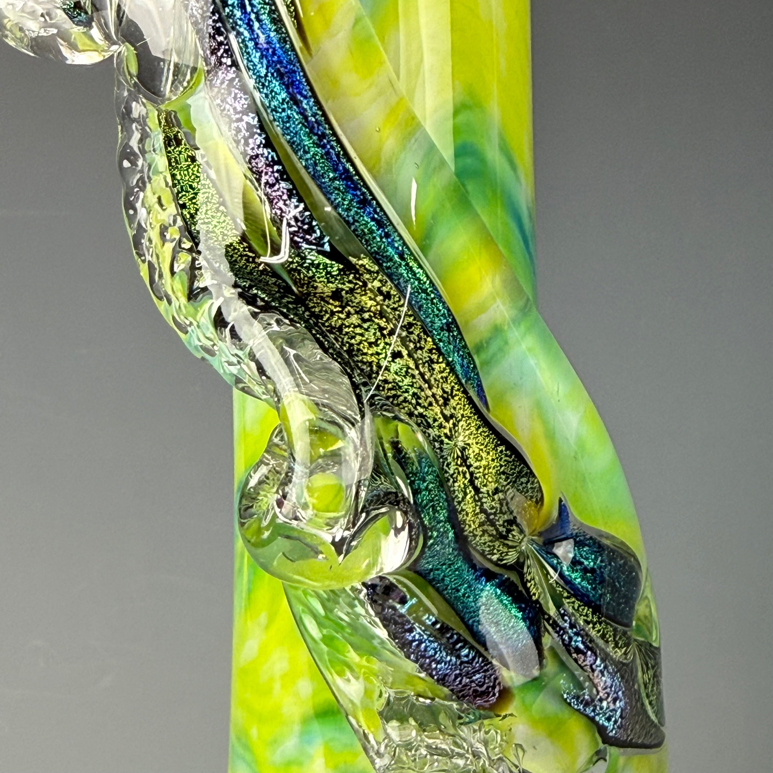Large 3G Waterpipe W/ Dichroic Wrap by Noble Glass