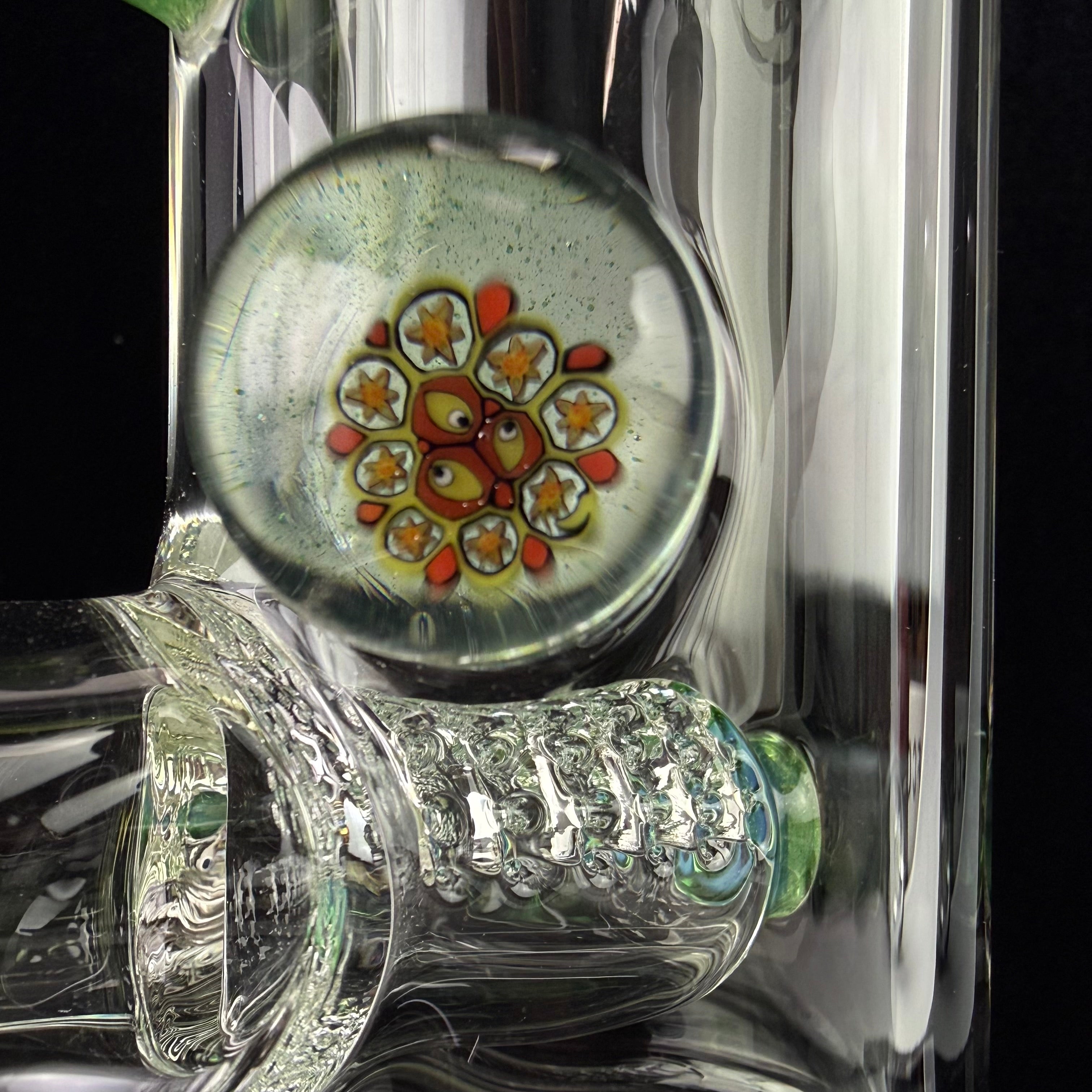 MA "Green Stardust X Ghost" Bishop Stemline 20mm 6 Cut UpGrid + 2 Millies by Sovereignty Glass