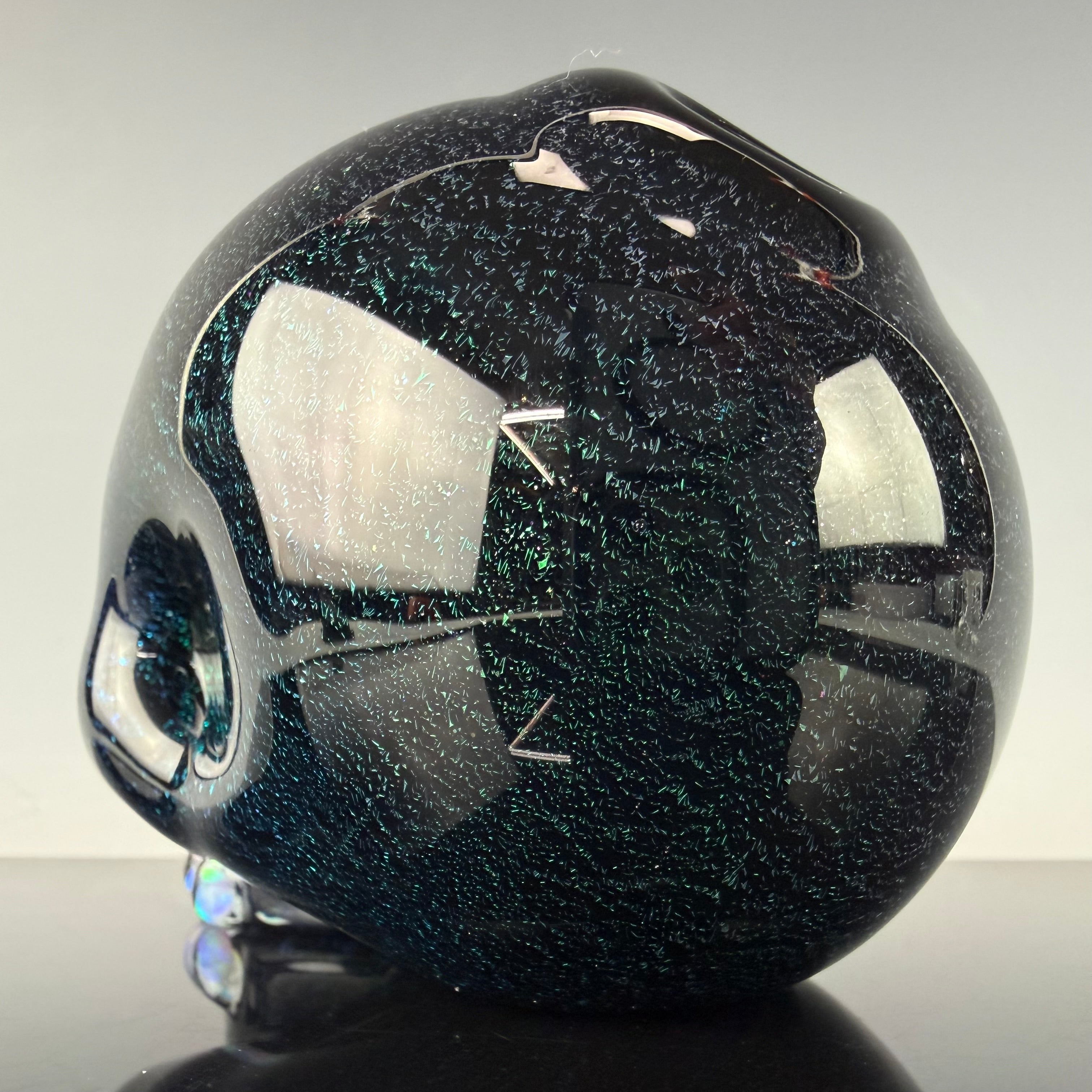 "Green Dichroic over Black" Skull Shredder by Carsten Carlile