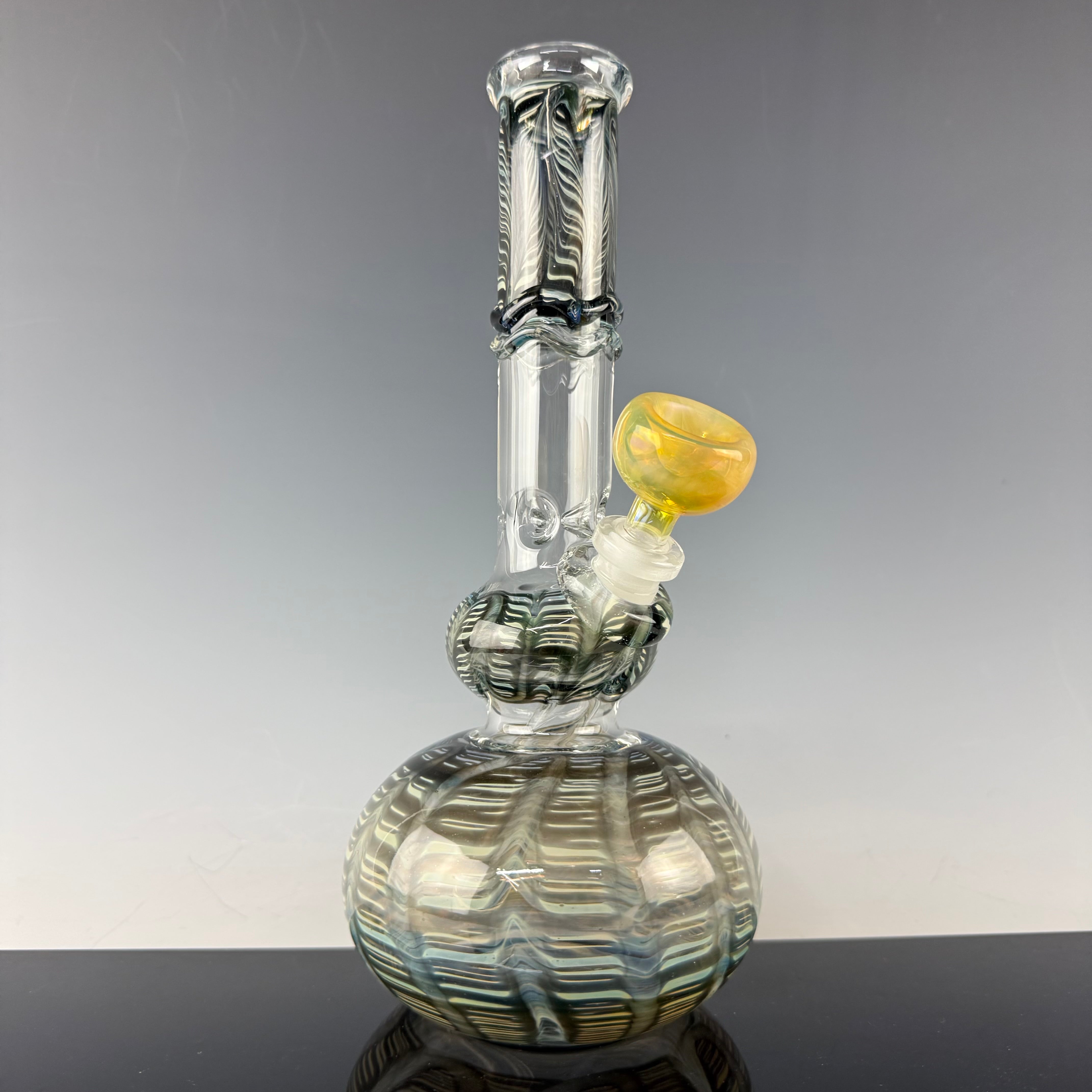 Wrap & Rake 32mm Double Bubble Waterpipe by Mary Jane's Glass