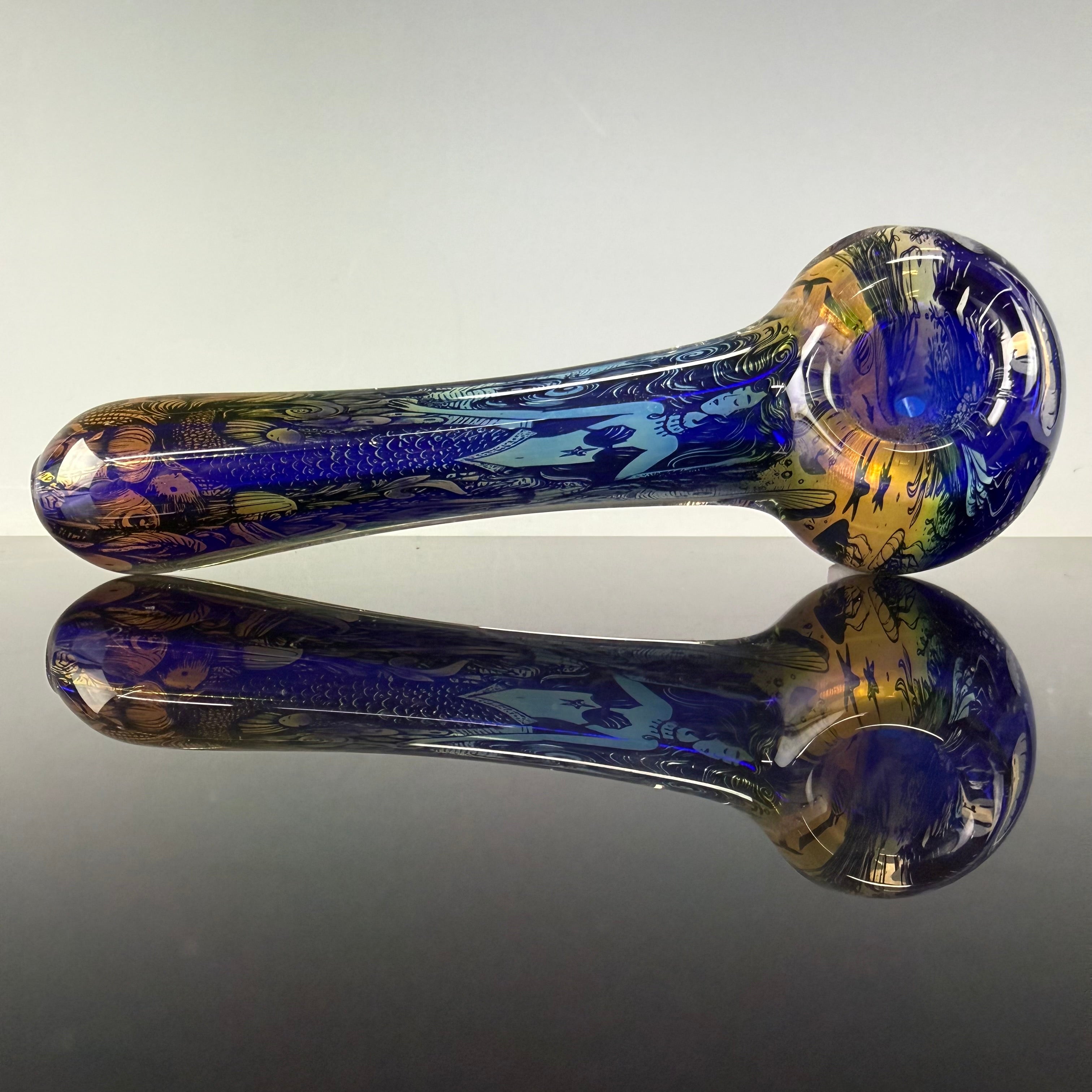"Mermaid" Laser Etched Handpipe by Elevator Glass