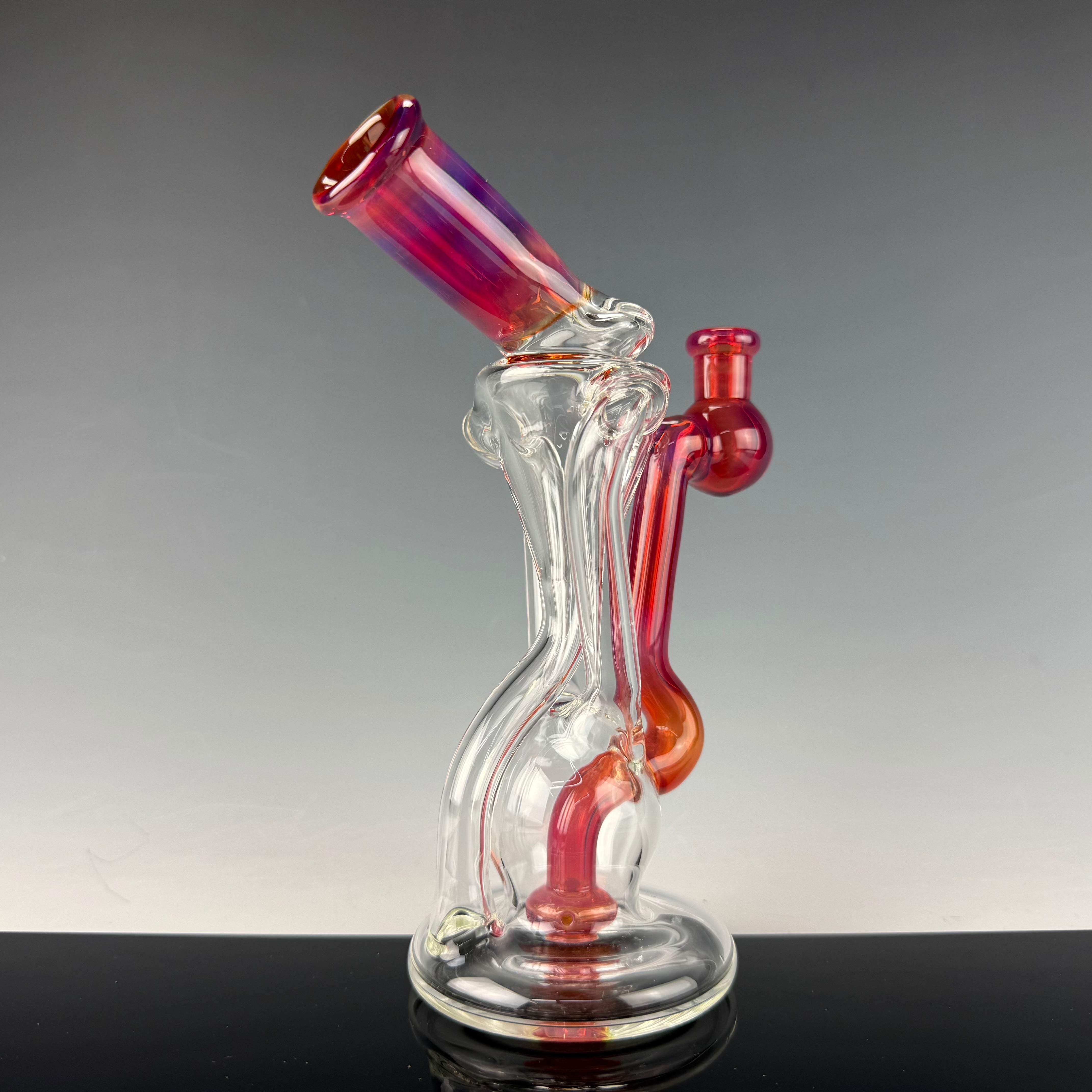 "Exp. Light Yellow over NS Orange Wondertube" Dual Uptake Floating Recycler by N3rd Glass