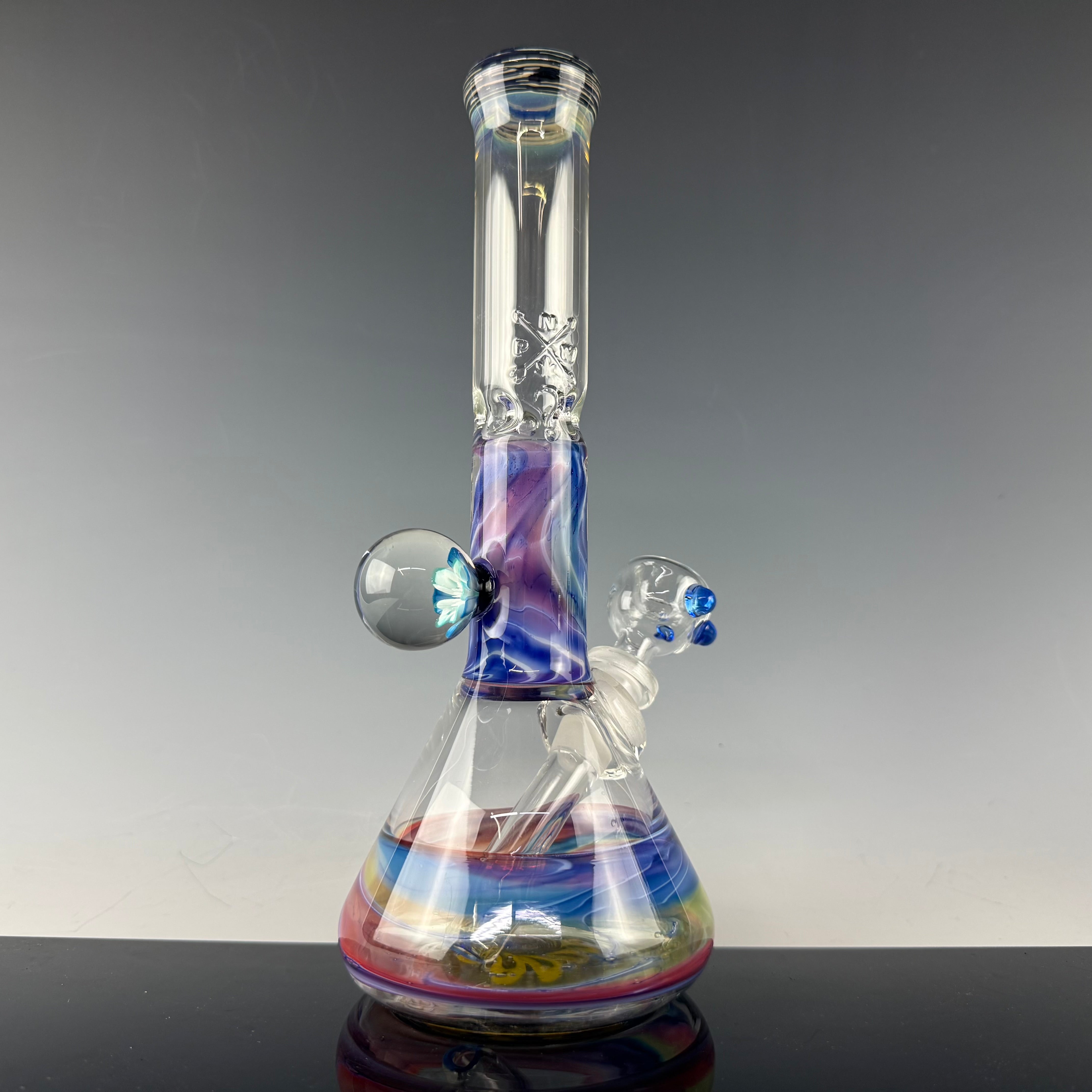 Worked Beaker W/ Implosion Marble #2 by Mary Jane's Glass X Nobody Glass