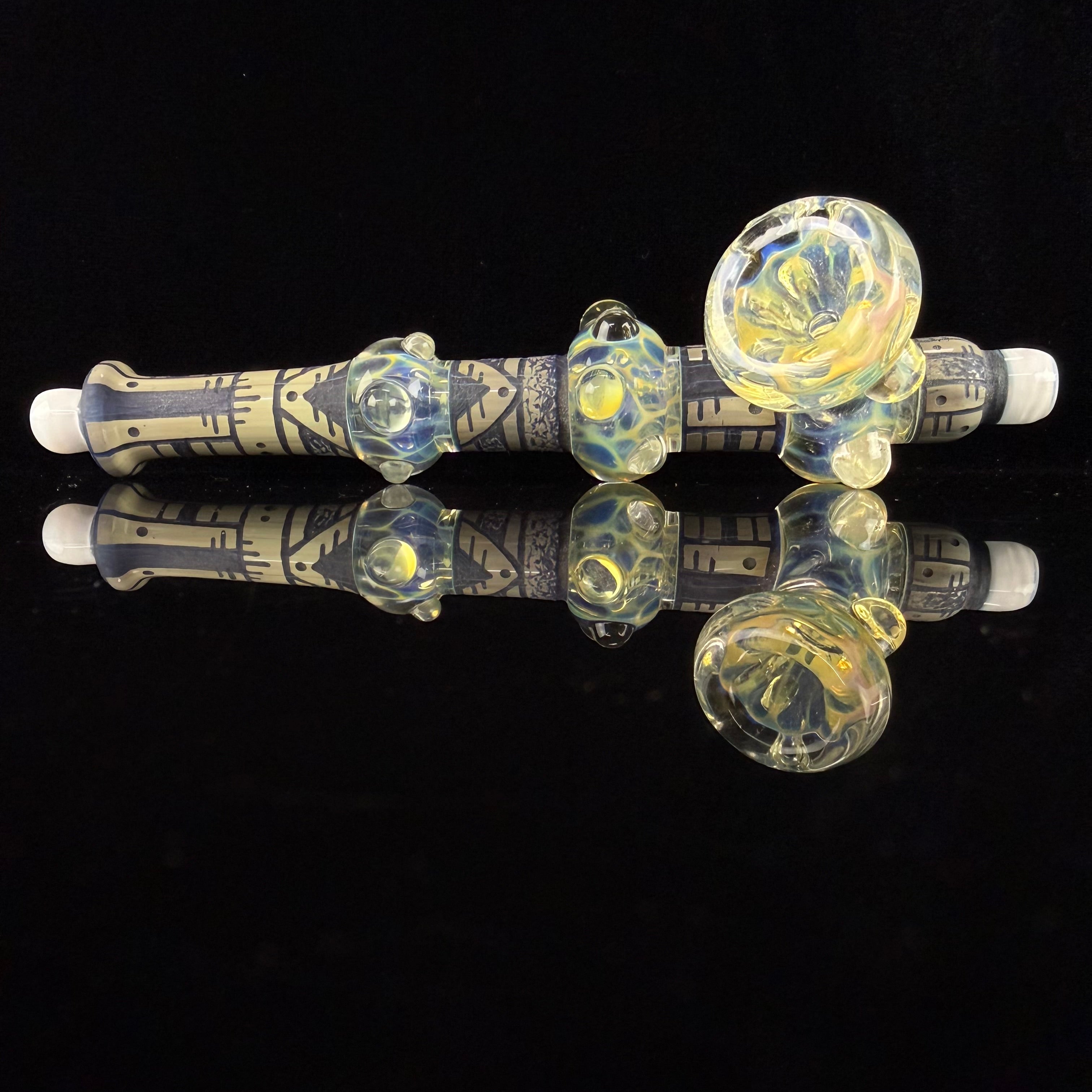 Large "Fume, Blue Moon, Dense Ghost" Peace Pipe by Corey Clark