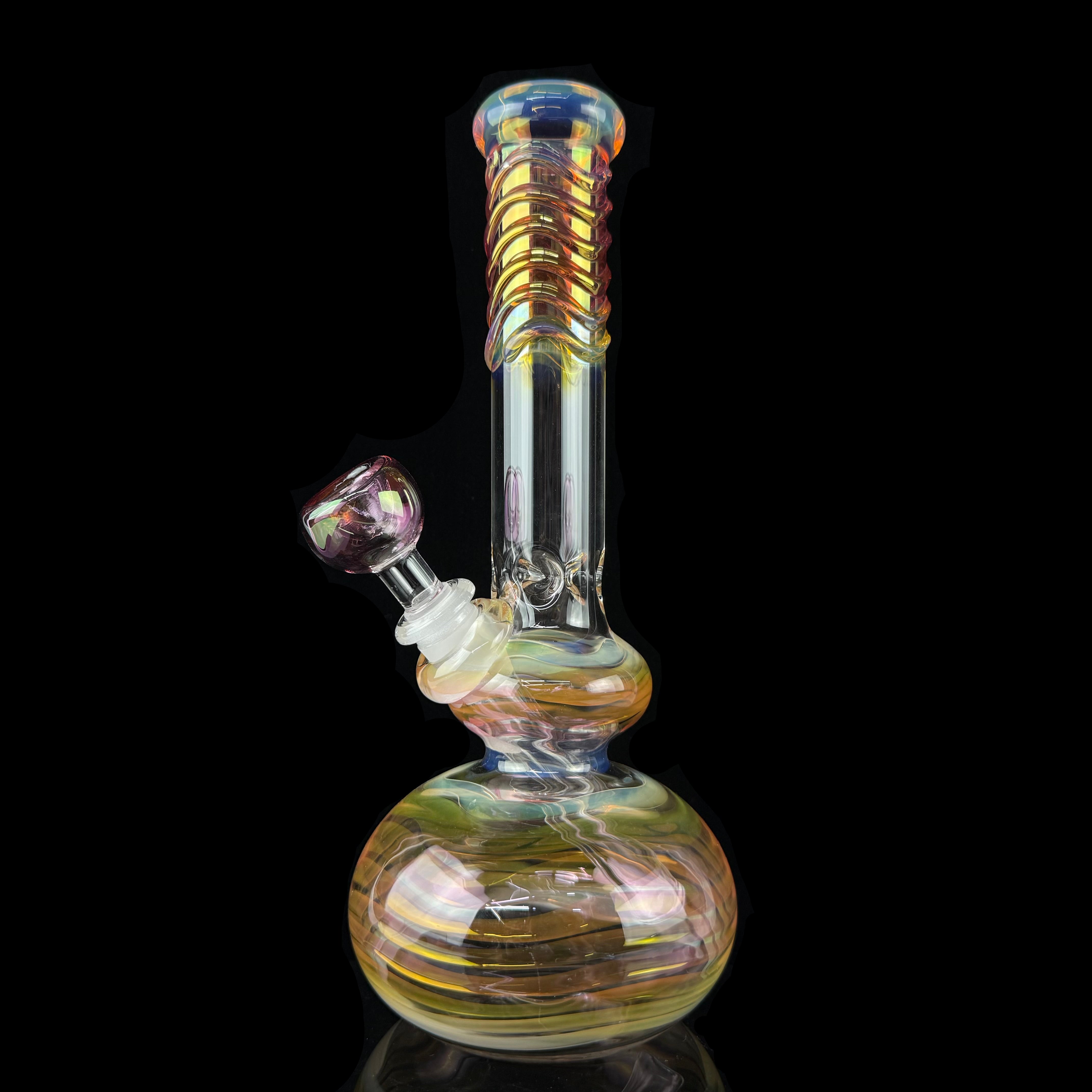 Gold Fumed 32mm Double Bubble Waterpipe by Mary Jane's Glass