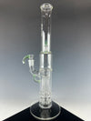 "Egyptian Green" Partial Accent Straight Neck Solid Foot Pillar Perc by Sovereignty Glass