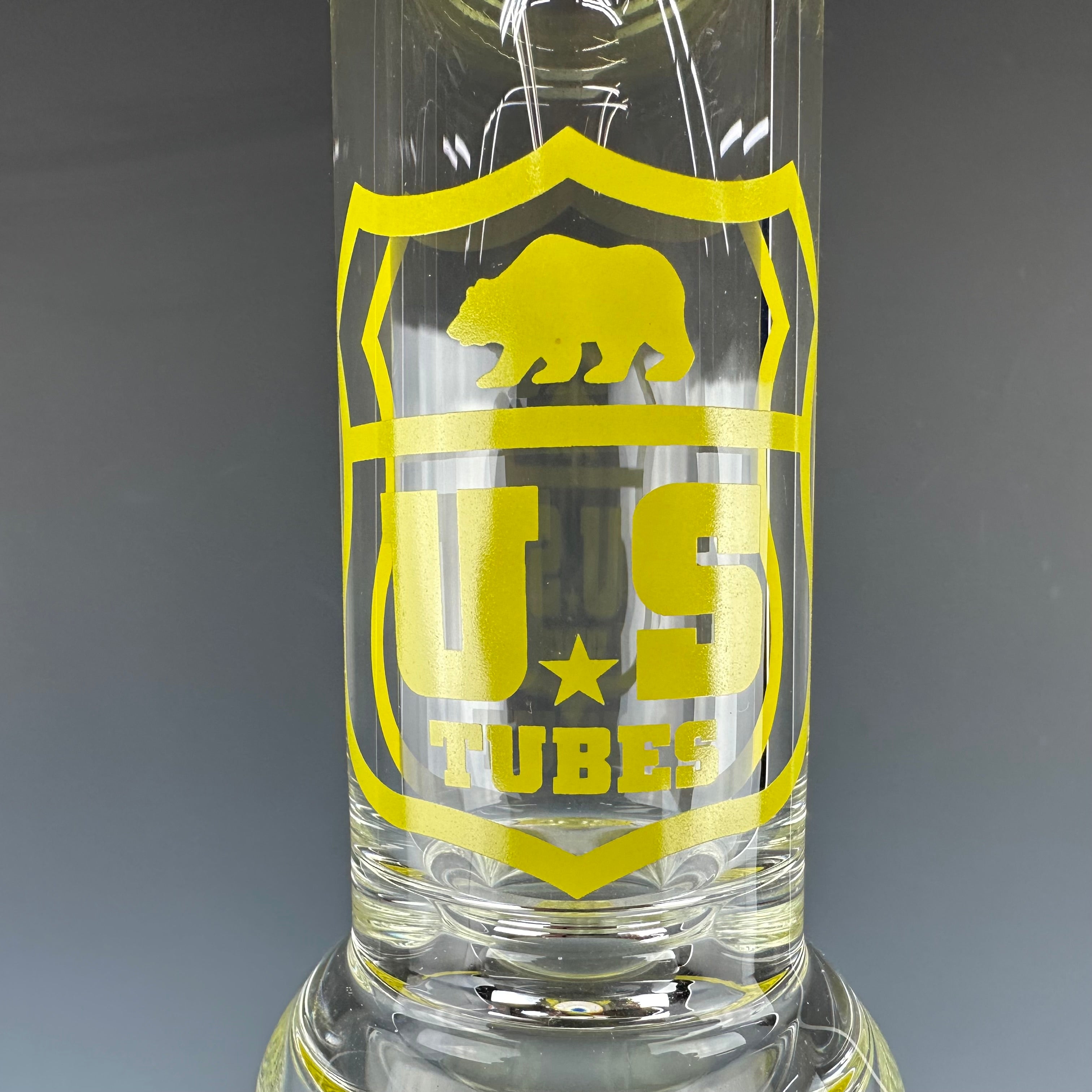 "Yellow" Accented Circ to Hybrid Base Waterpipe by US Tubes