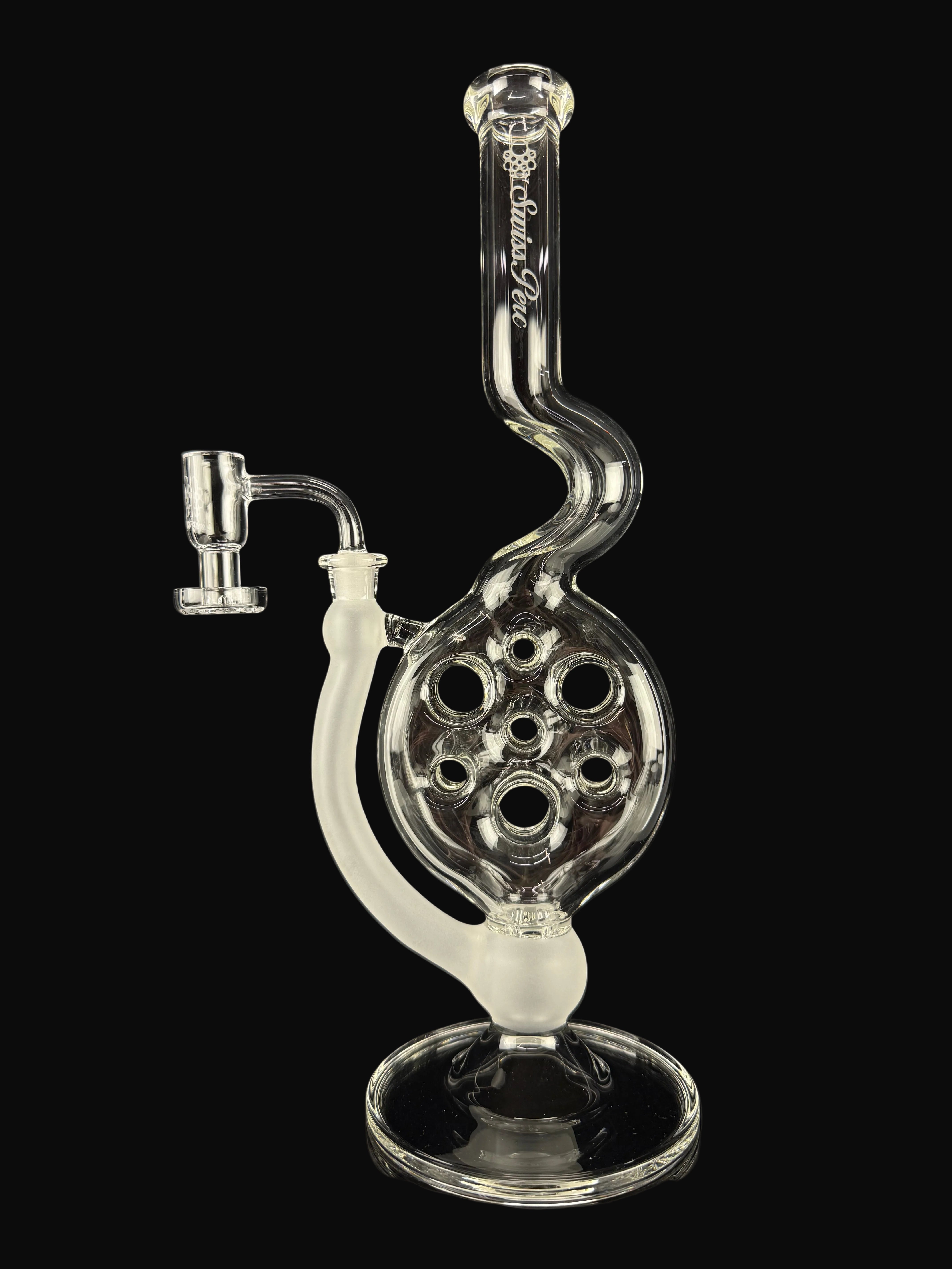 "Sandblasted 10mm Nano Sidefeeder" 7 Hole Waterpipe by Swiss Perc