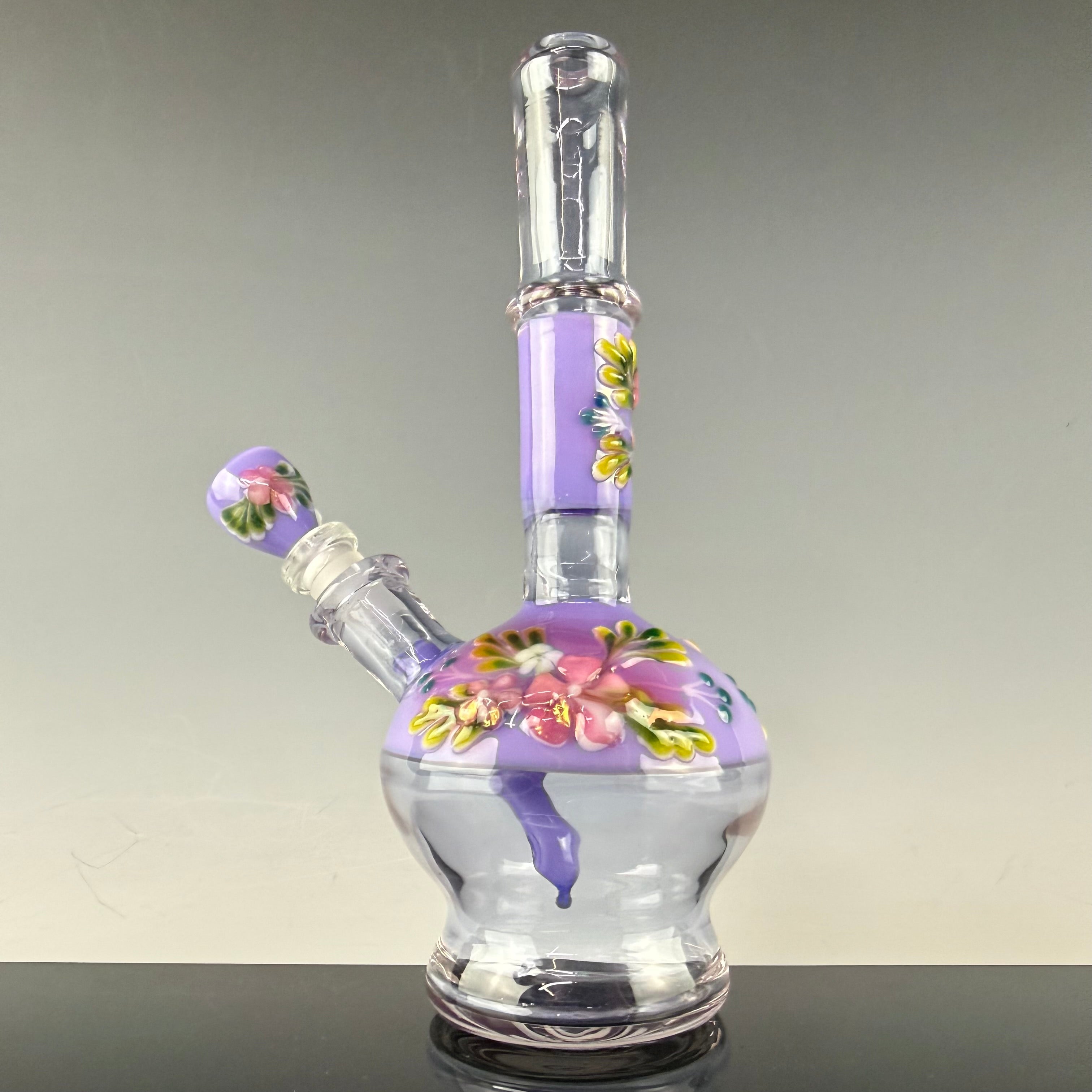 Purple "Floral" Flask by Sarita Glass