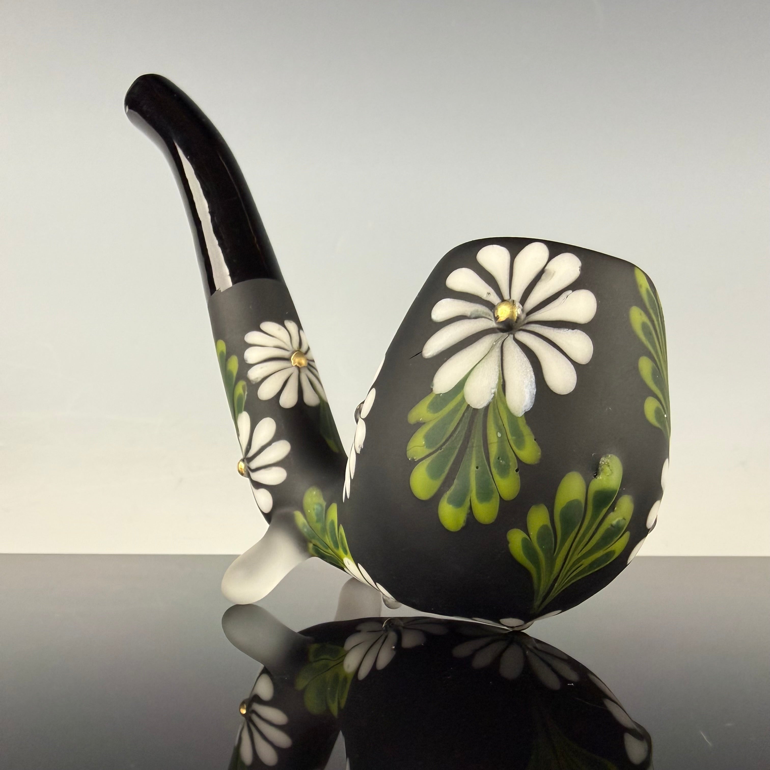 Matte Black "Floral" Sherlock by Sarita Glass
