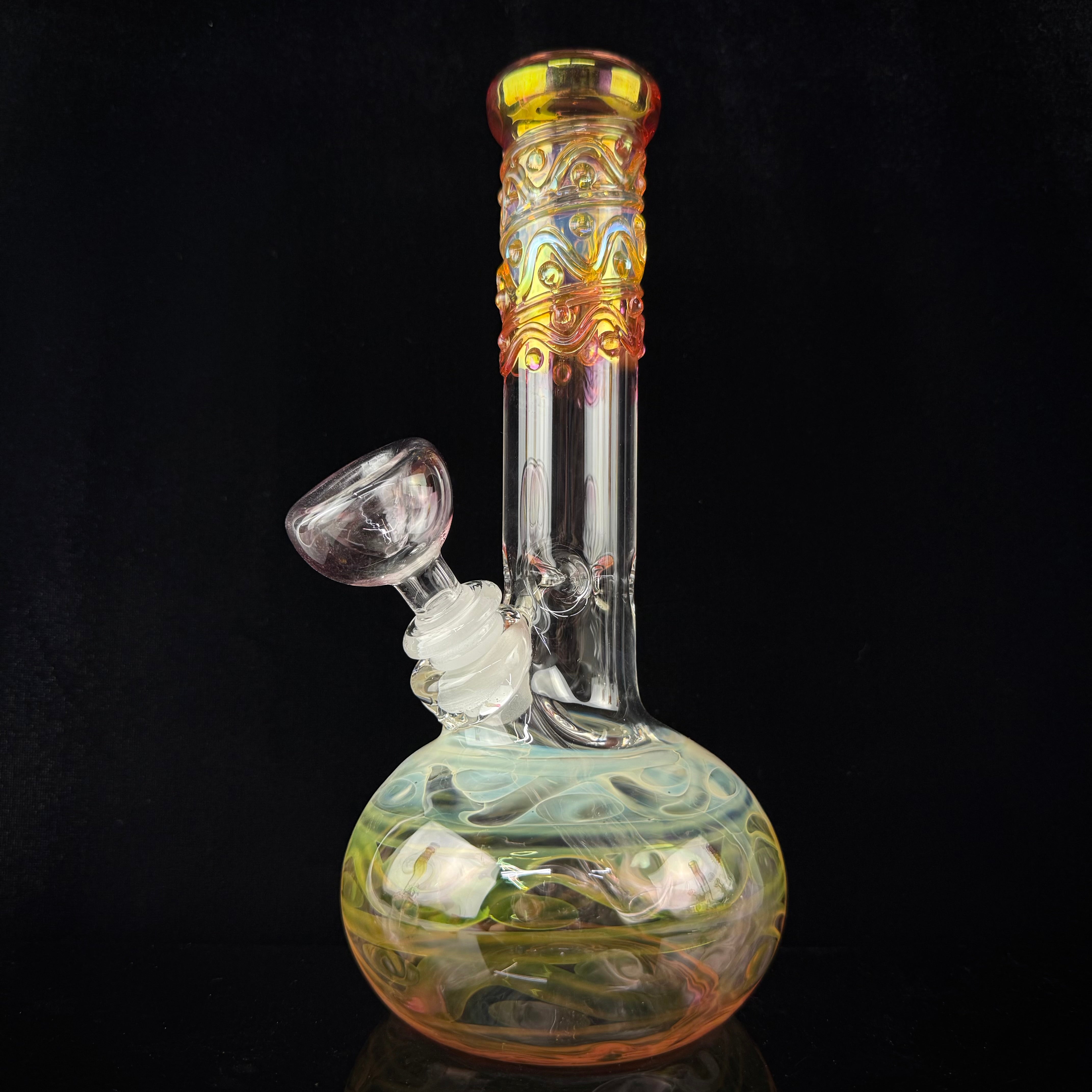 Gold Fumed 32mm Single Bubble Waterpipe by Mary Jane's Glass
