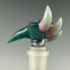 "Meta-Terrania, Peacock Chameleon, Gunmoiunt Gray" 14mm 3 Hole Slide by Salt Glass