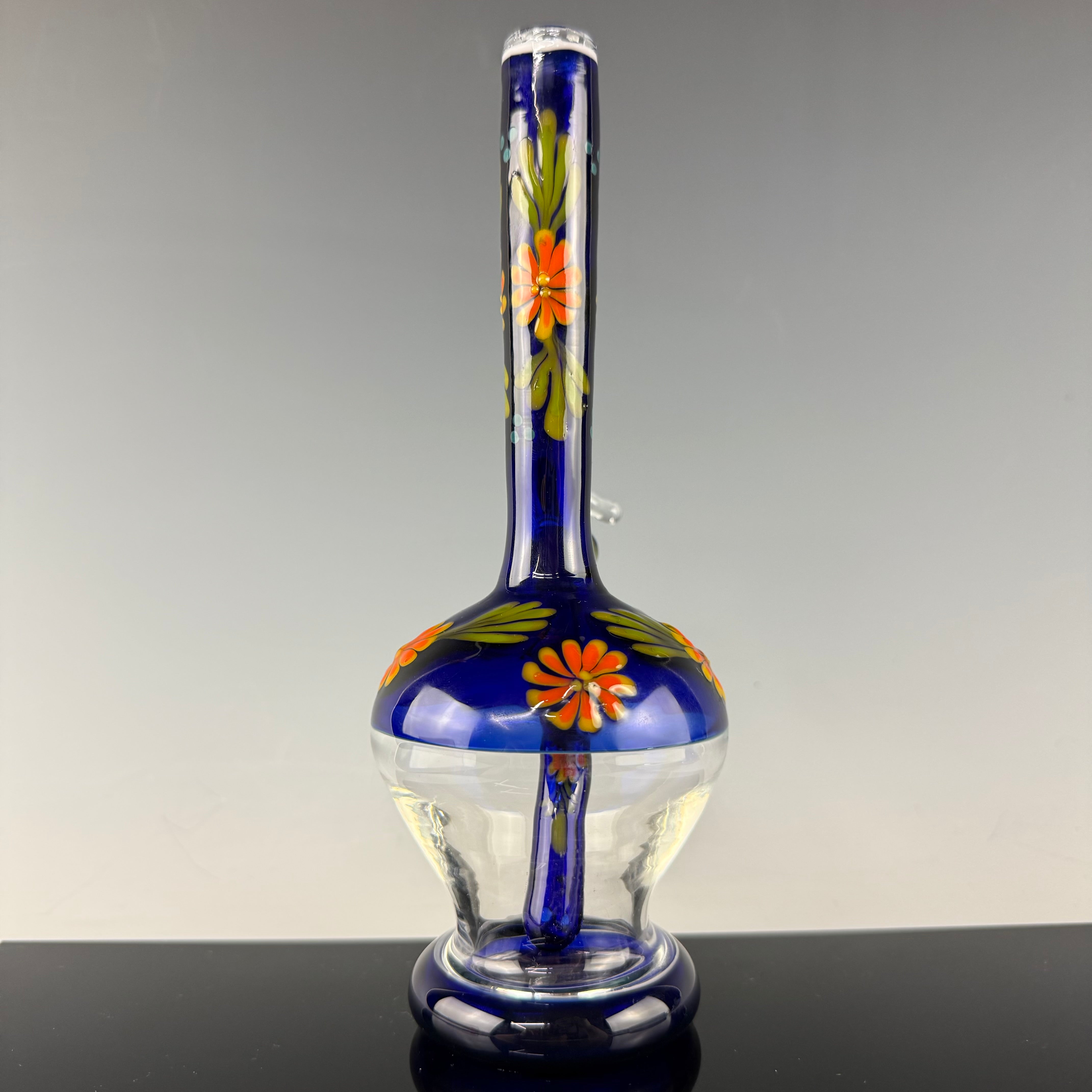 Cobalt "Floral" Flask by Sarita Glass
