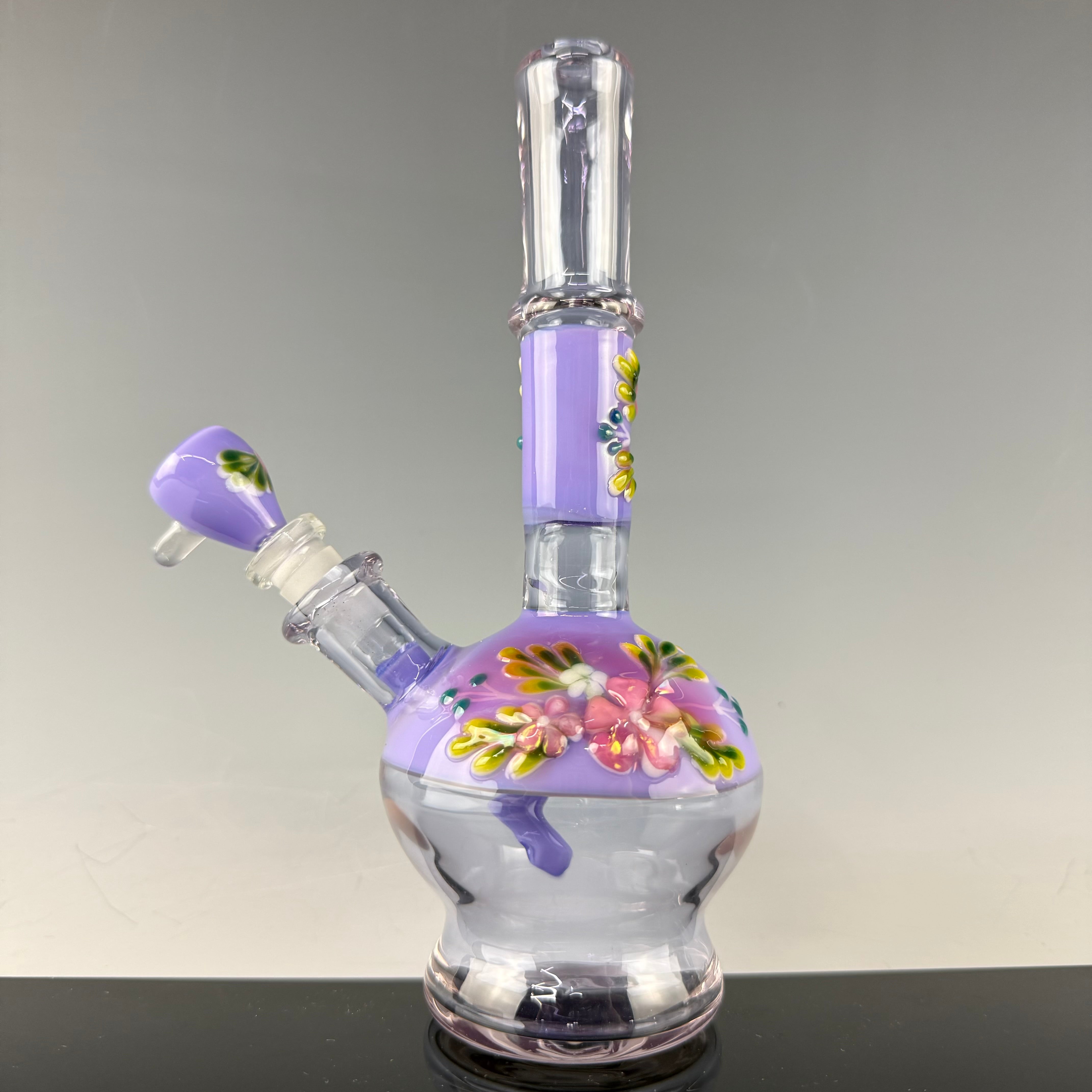 Purple "Floral" Flask by Sarita Glass