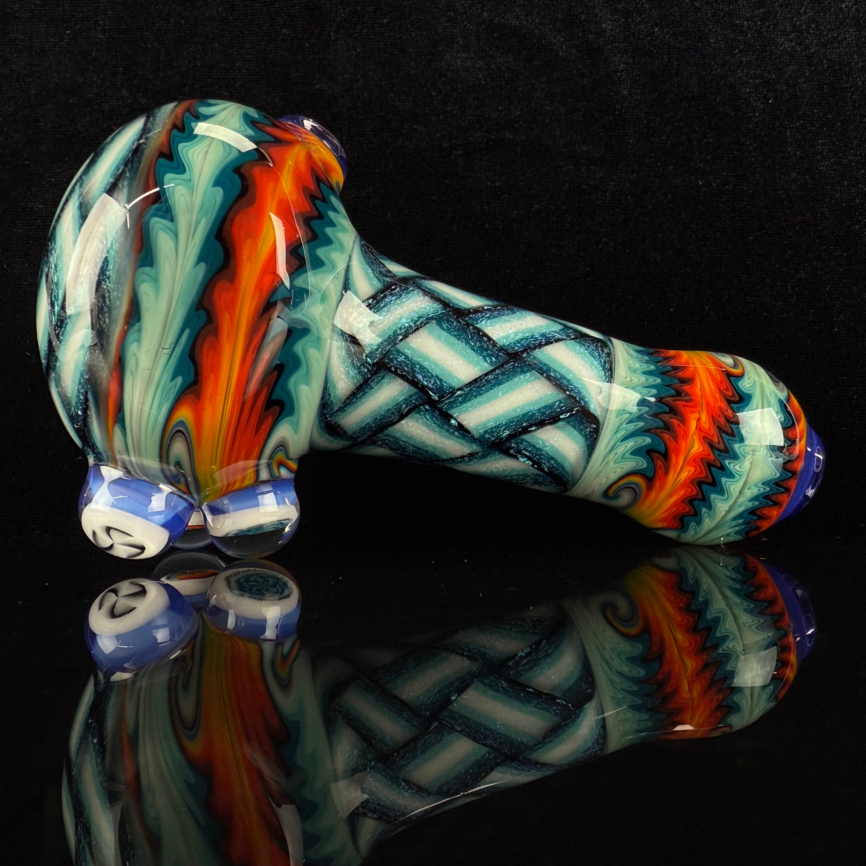 9 Section Heady Basket Weave Spoon #1 by KJH Glass