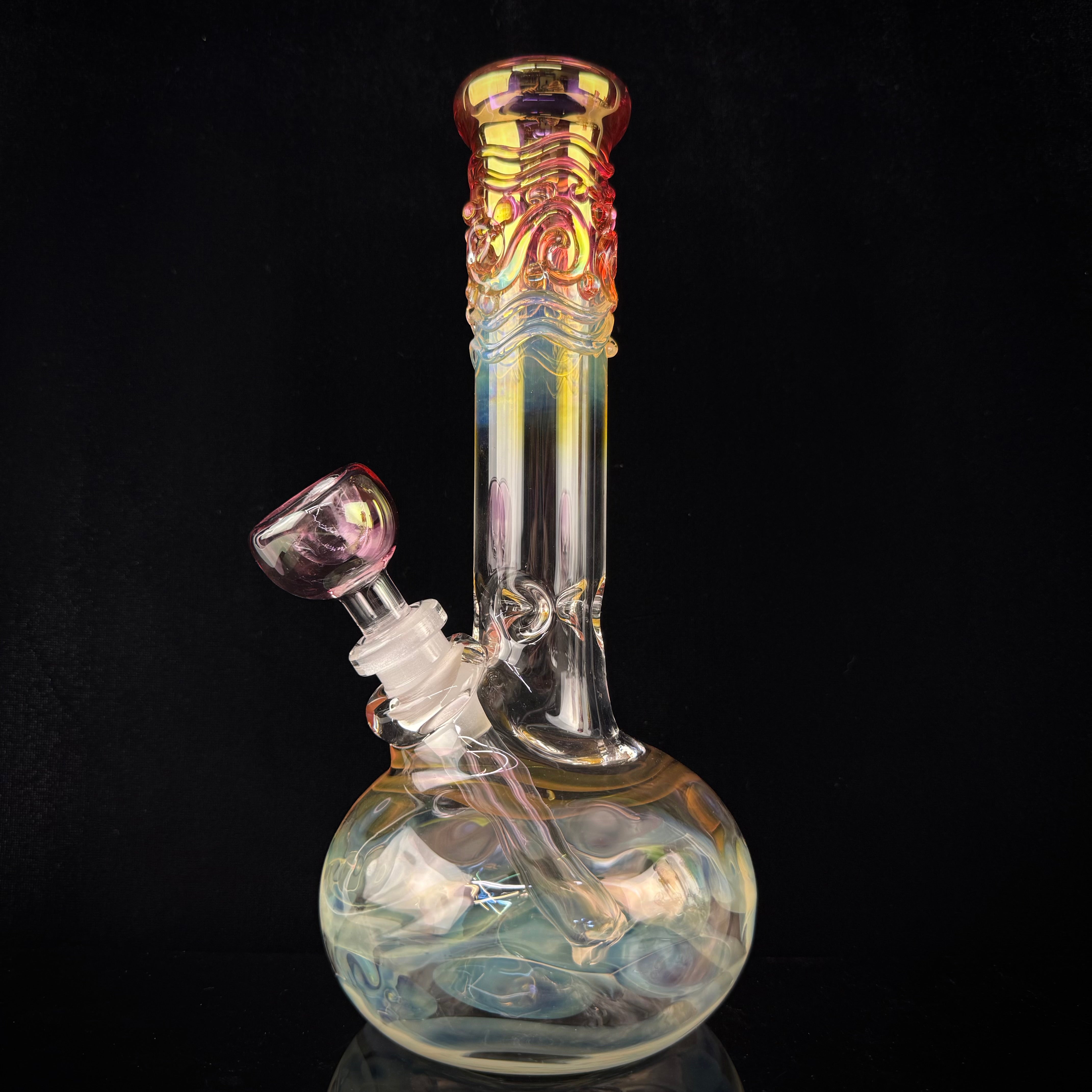 Gold Fumed 32mm Single Bubble Waterpipe by Mary Jane's Glass