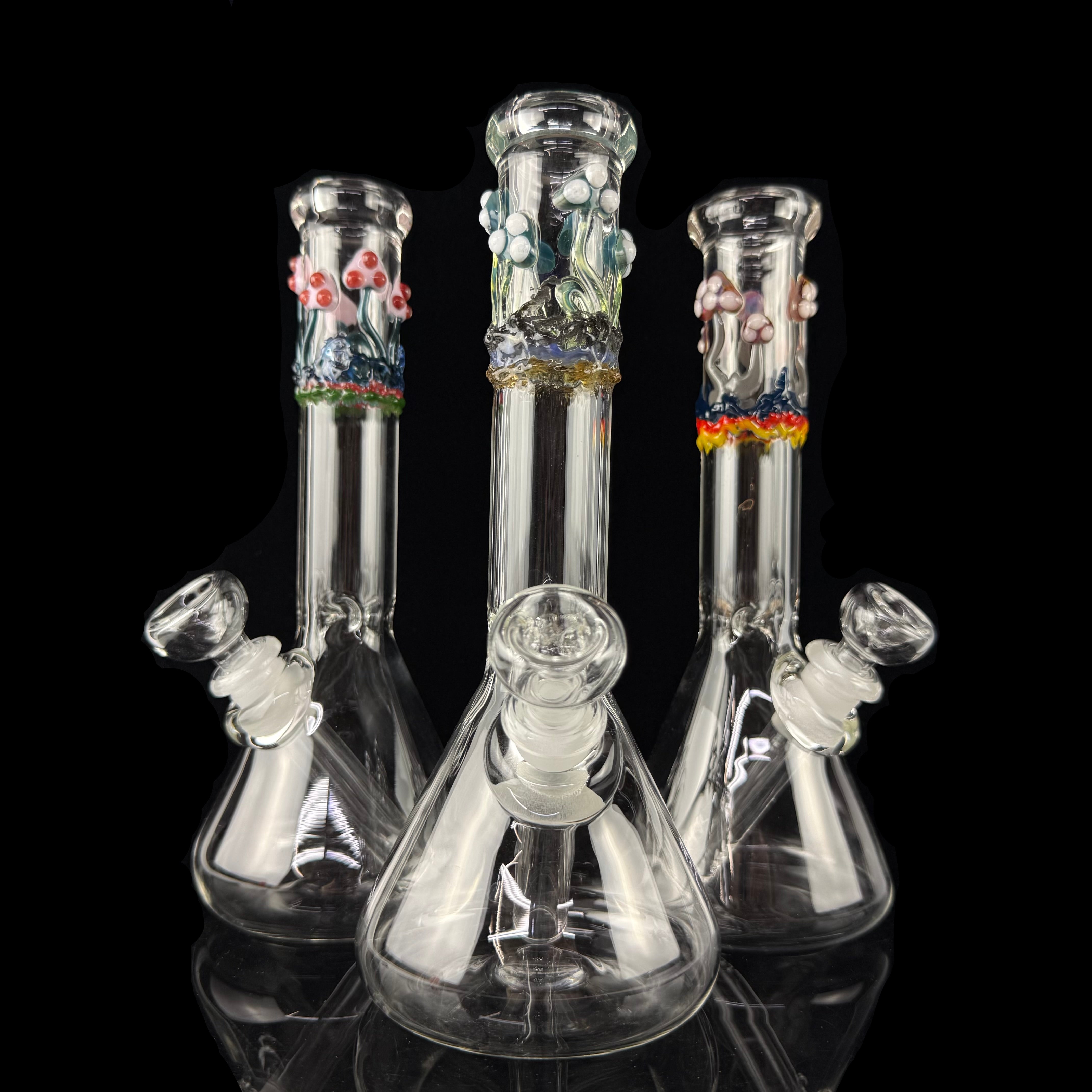 "Mushrooms" 32mm Beaker Waterpipe by Mary Jane's Glass