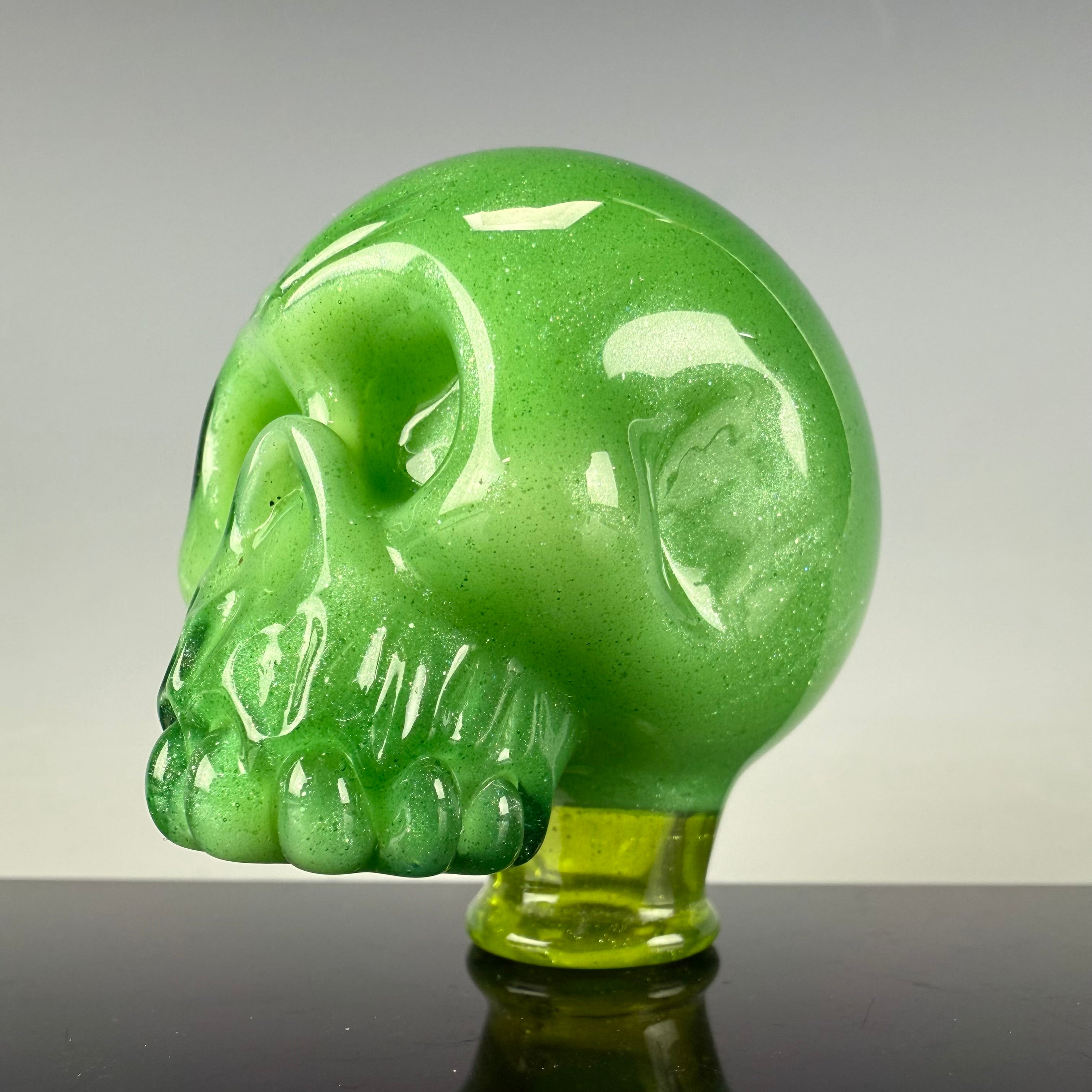 "Green Stardust Mix" Skull Puffco Pivot Top by Carsten Carlile