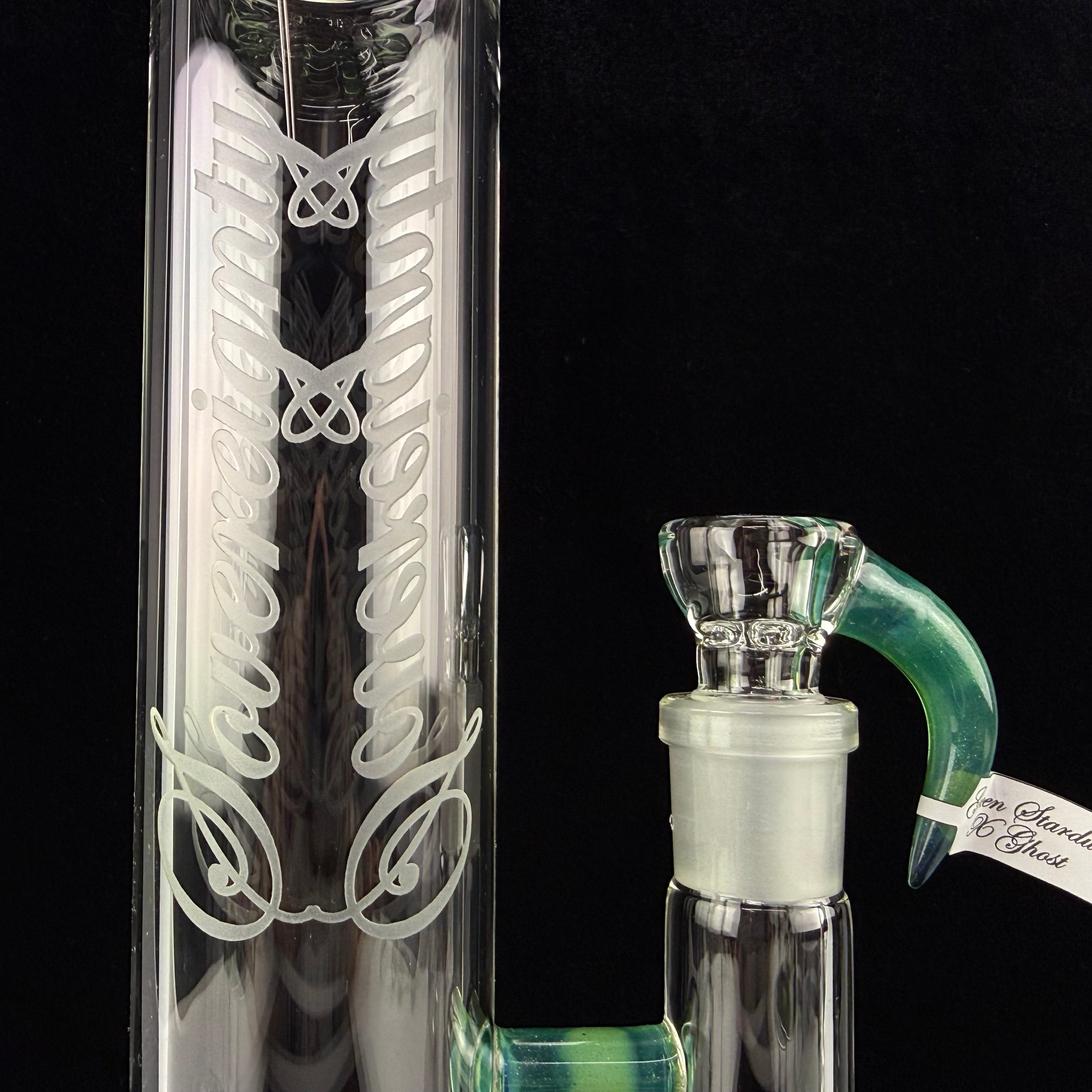 MA "Green Stardust X Ghost" Bishop Stemline 20mm 6 Cut UpGrid + 2 Millies by Sovereignty Glass