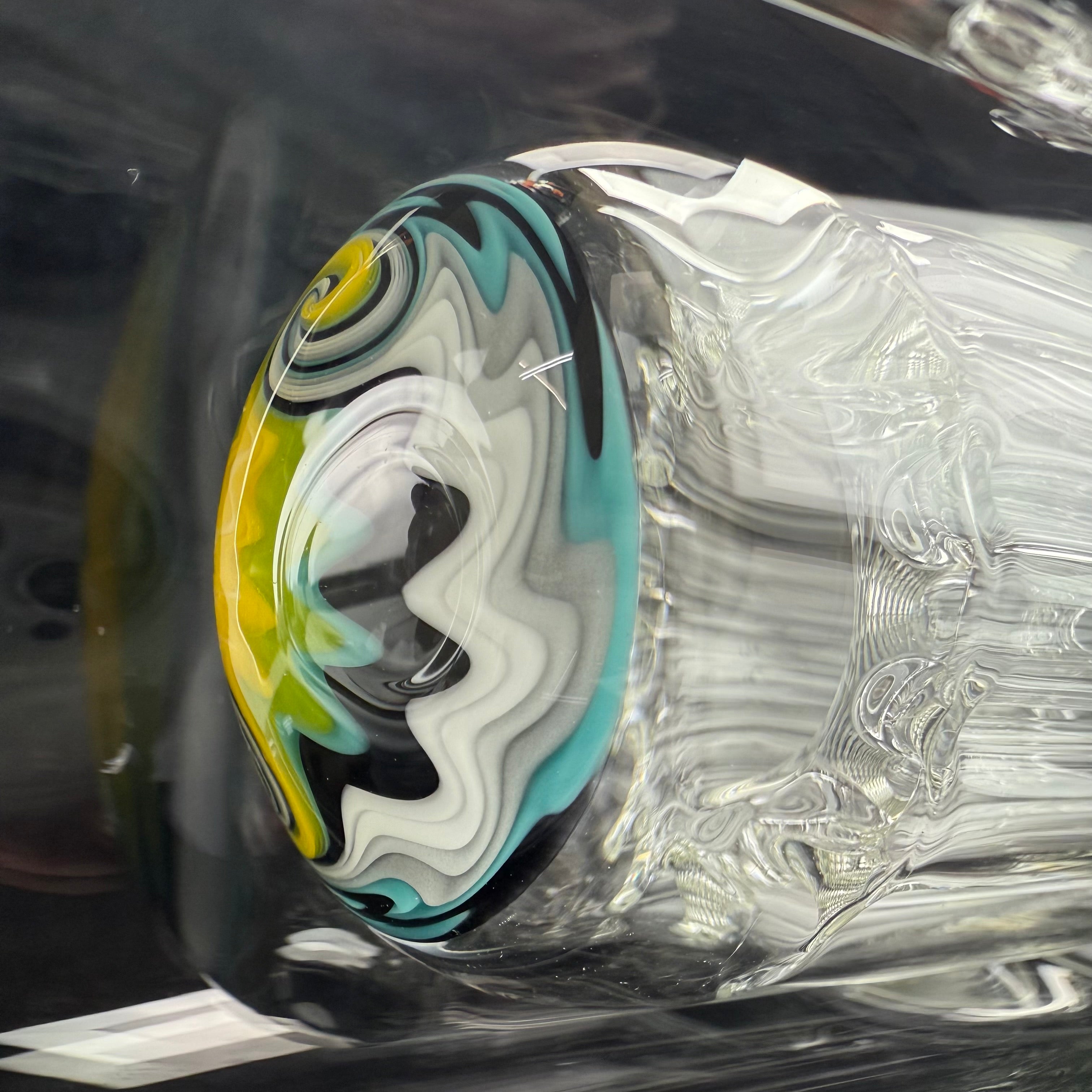 "White & Green Sparkle" (Worked) 7/13 Waterpipe by Toro Glass