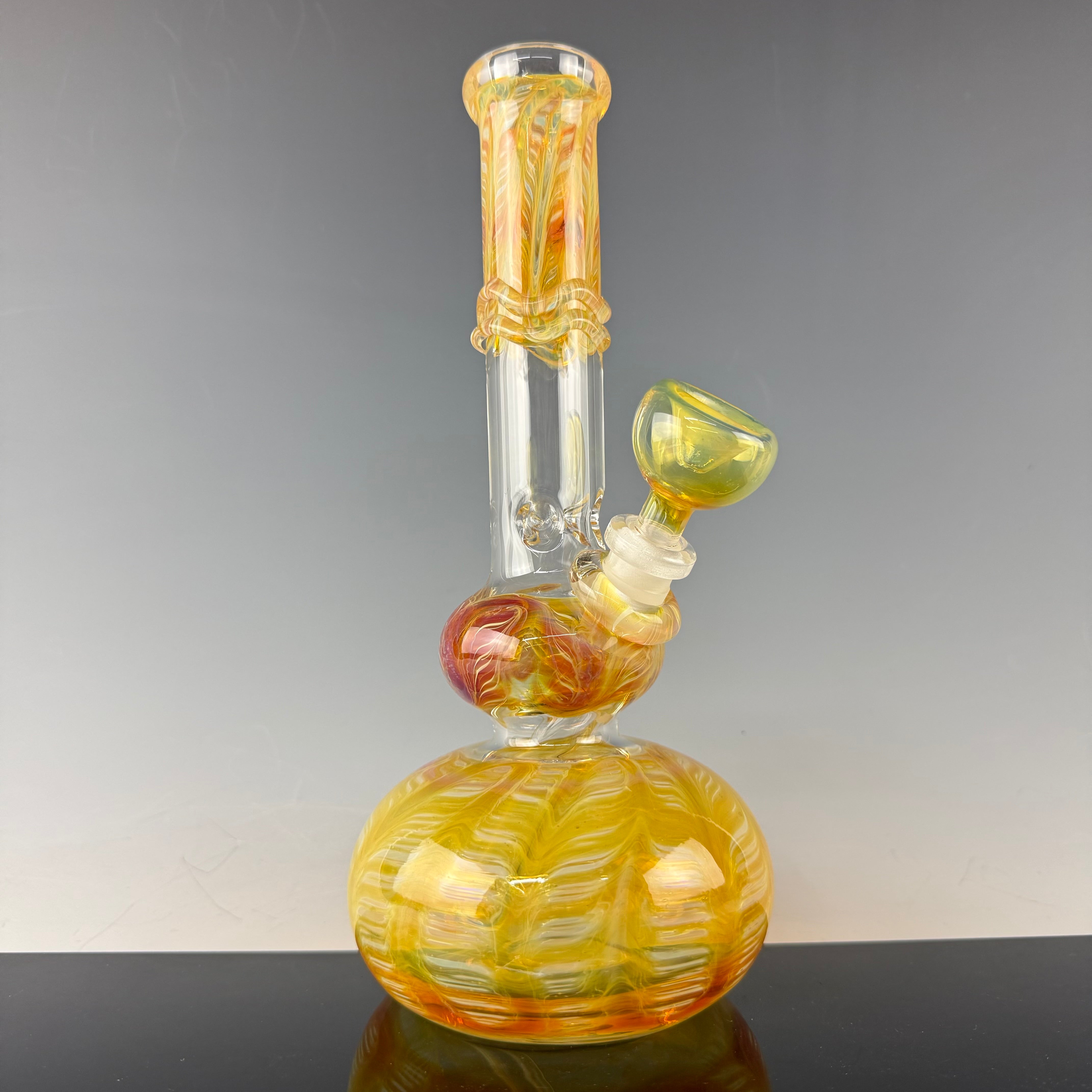 Wrap & Rake 32mm Double Bubble Waterpipe by Mary Jane's Glass