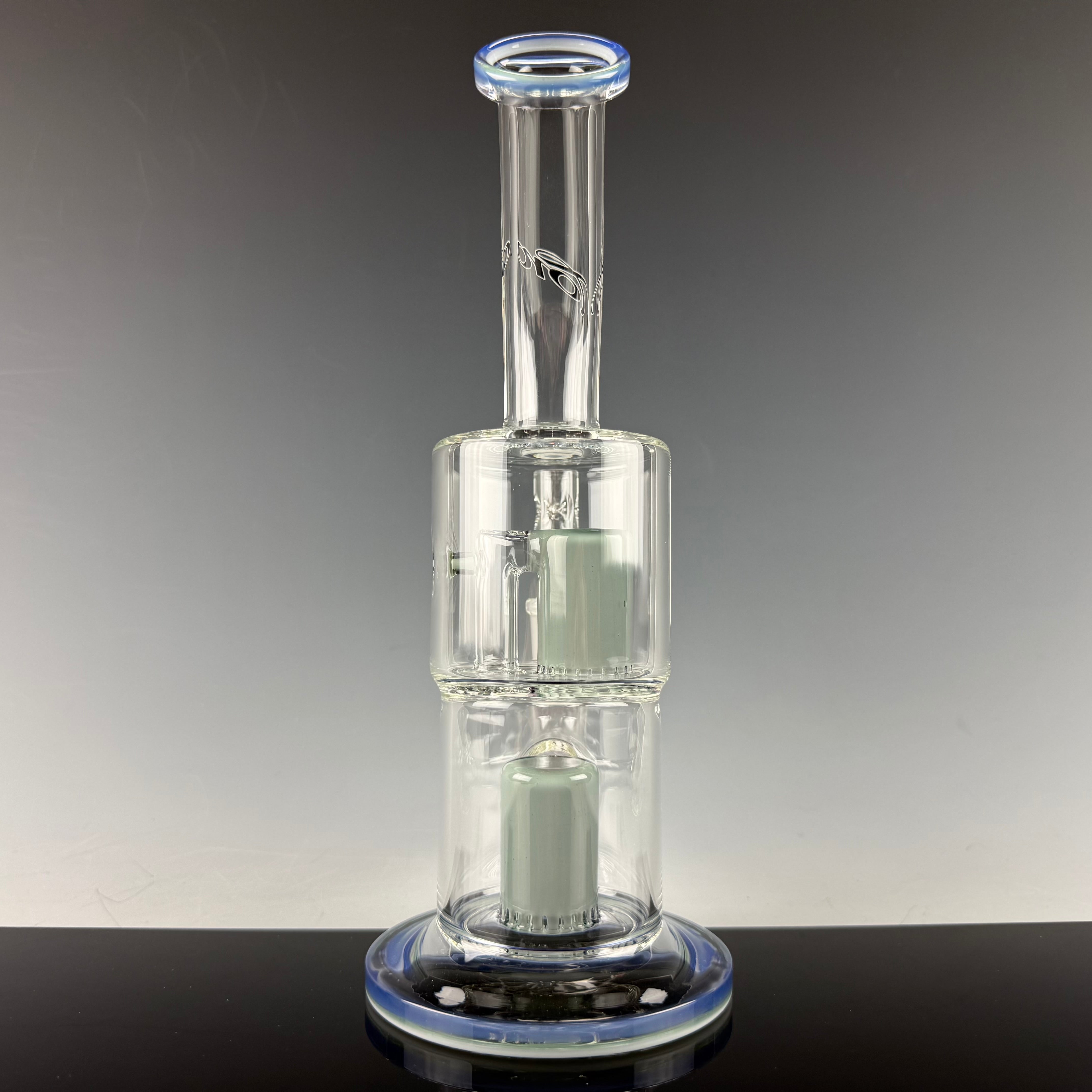 "Blue & Green" (Colored Foot & Mouthpiece) Double Froth by Toro Glass