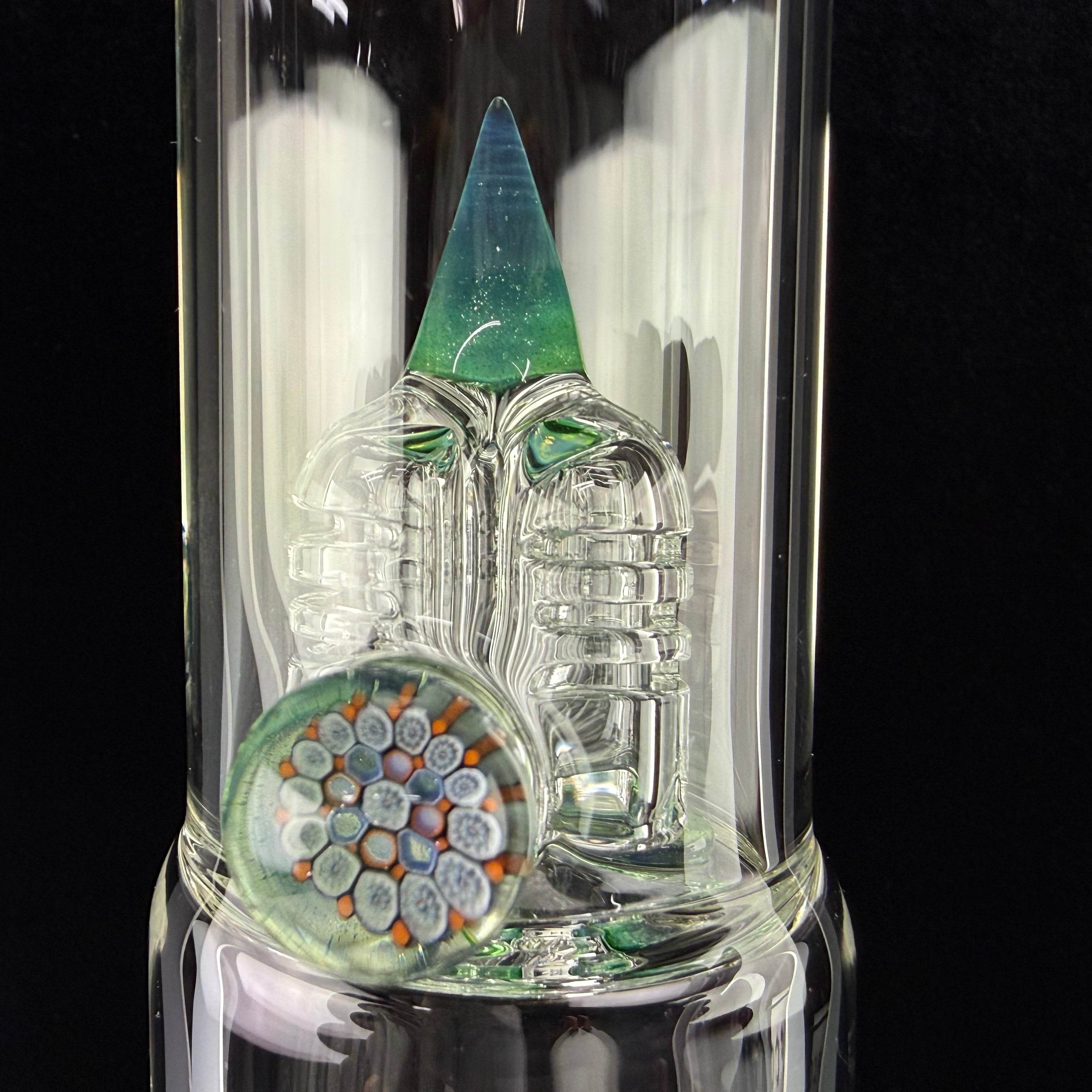 MA "Green Stardust X Ghost" Bishop Stemline 20mm 6 Cut UpGrid + 2 Millies by Sovereignty Glass