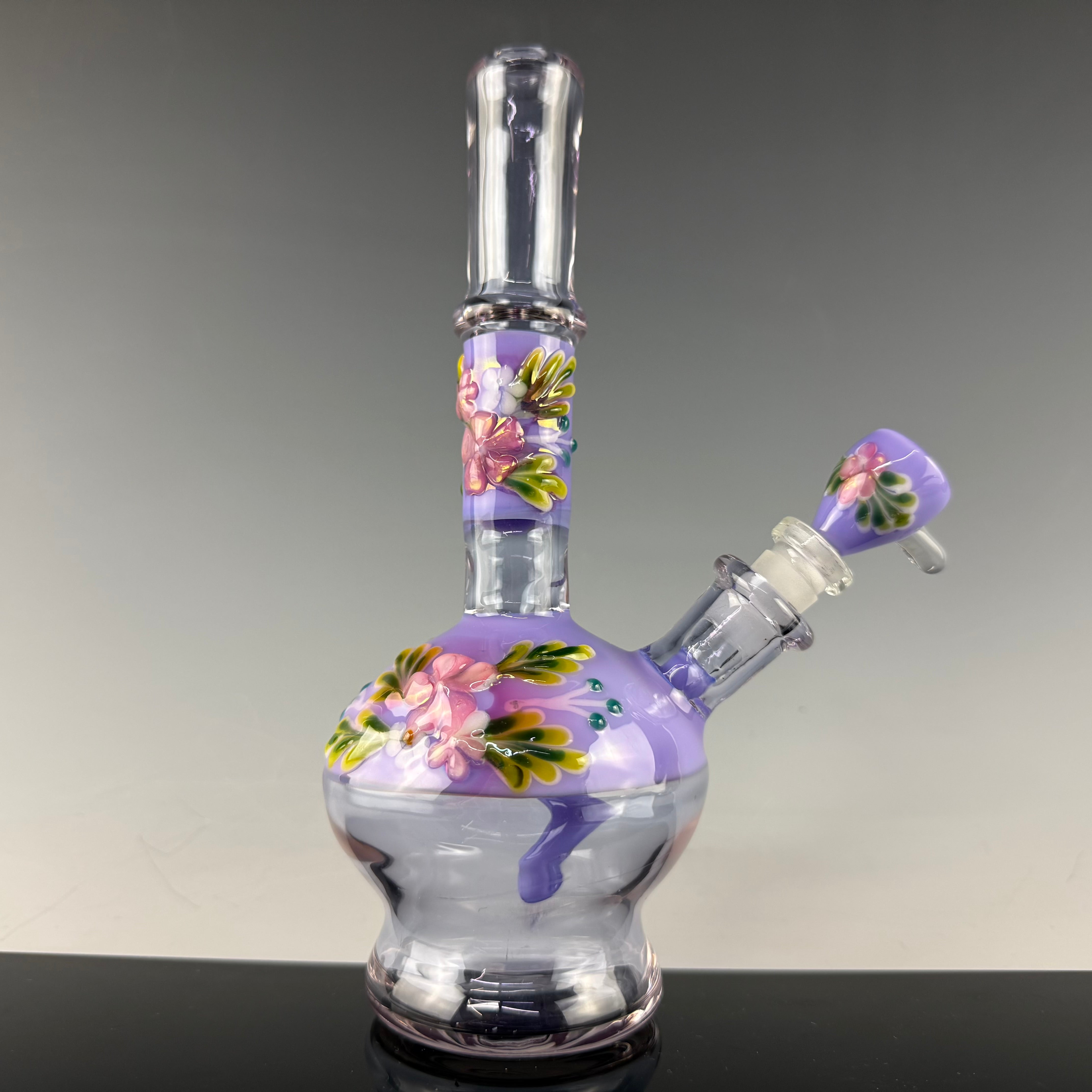 Purple "Floral" Flask by Sarita Glass