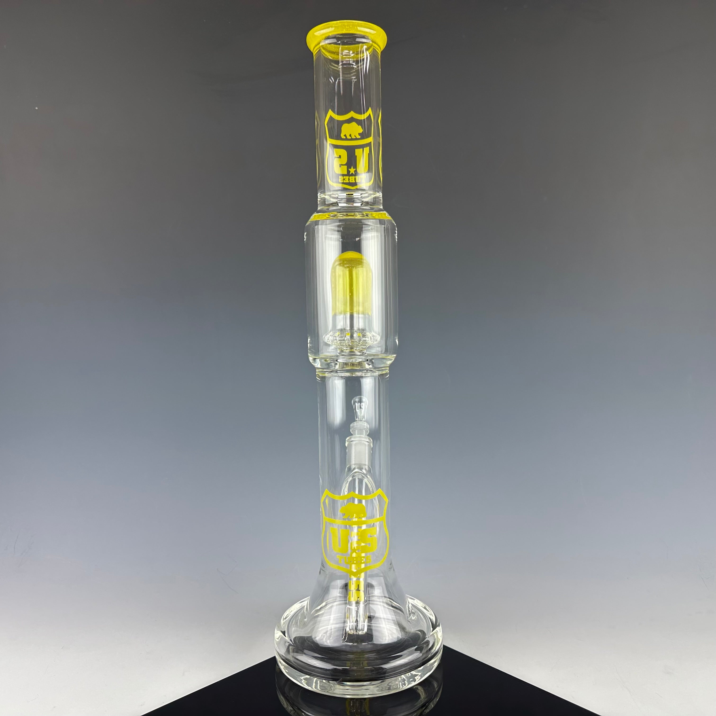 "Yellow" Accented Circ to Hybrid Base Waterpipe by US Tubes