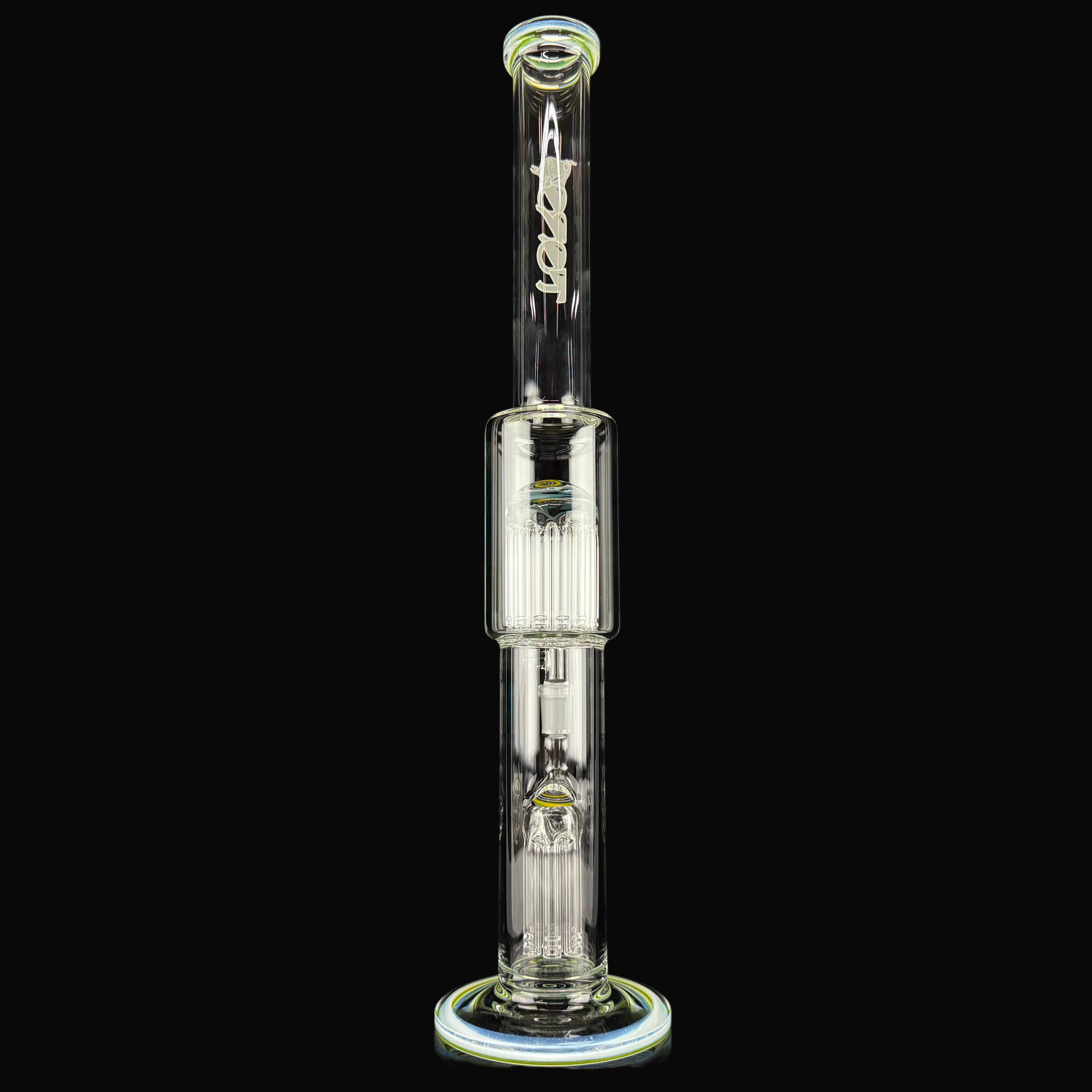 "White & Green Sparkle" (Worked) 7/13 Waterpipe by Toro Glass