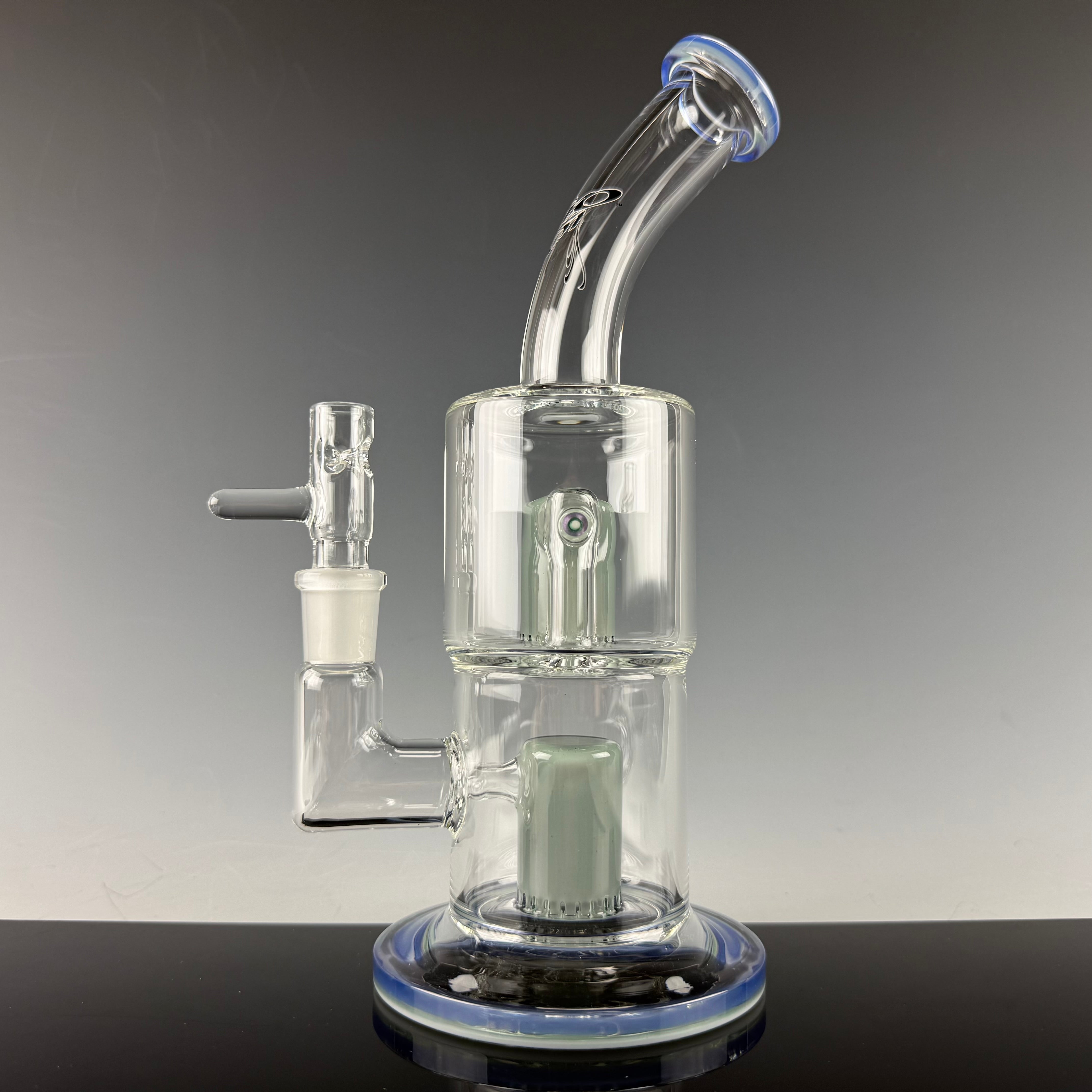 "Blue & Green" (Colored Foot & Mouthpiece) Double Froth by Toro Glass