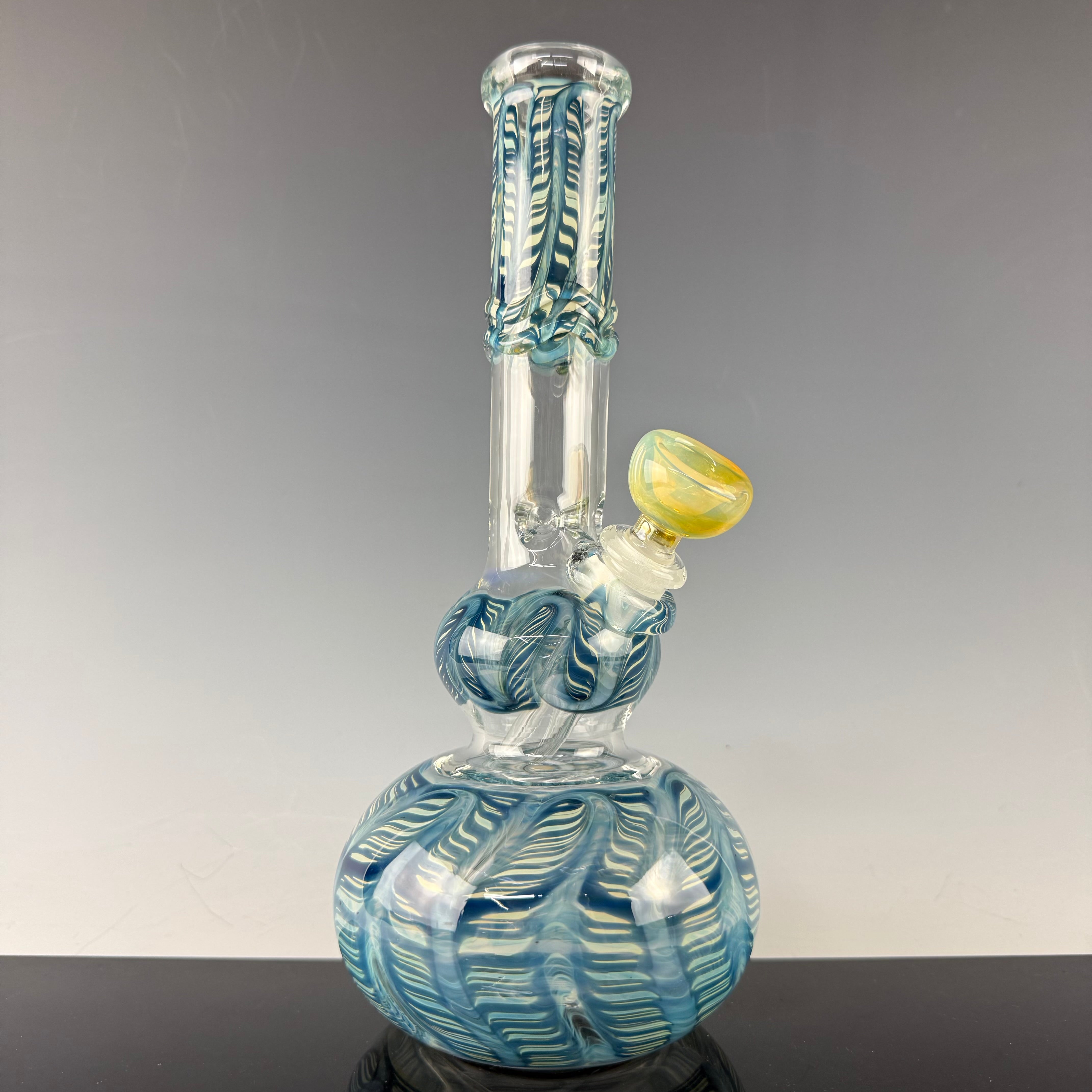 Wrap & Rake 32mm Double Bubble Waterpipe by Mary Jane's Glass