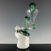 "Jade Green & Transparent Aqua" Hourglass Recycler Puffco Glass by Rebel Glass