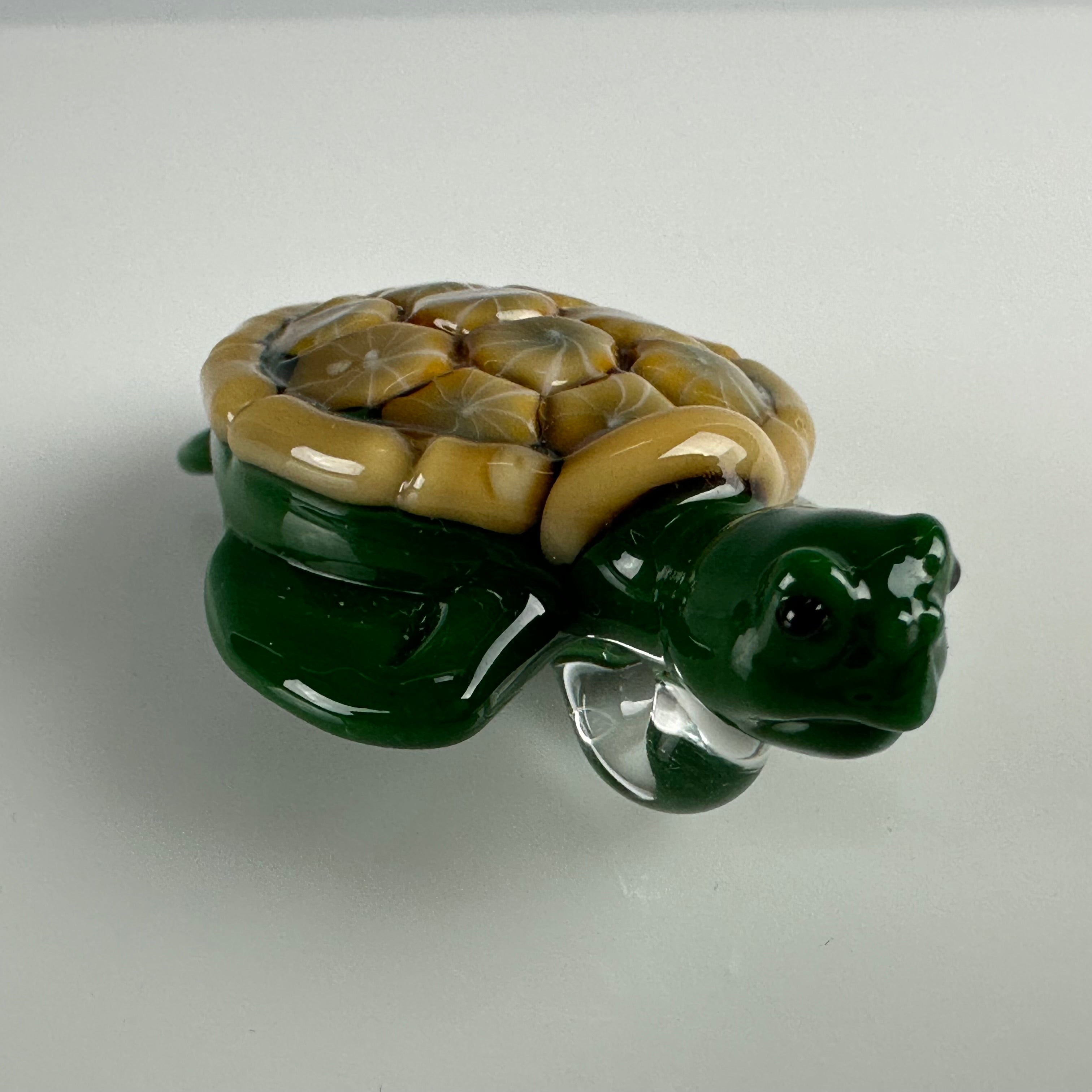 Forrest Green & Caramel Sea Turtle Pendant by Turtle Time Glass
