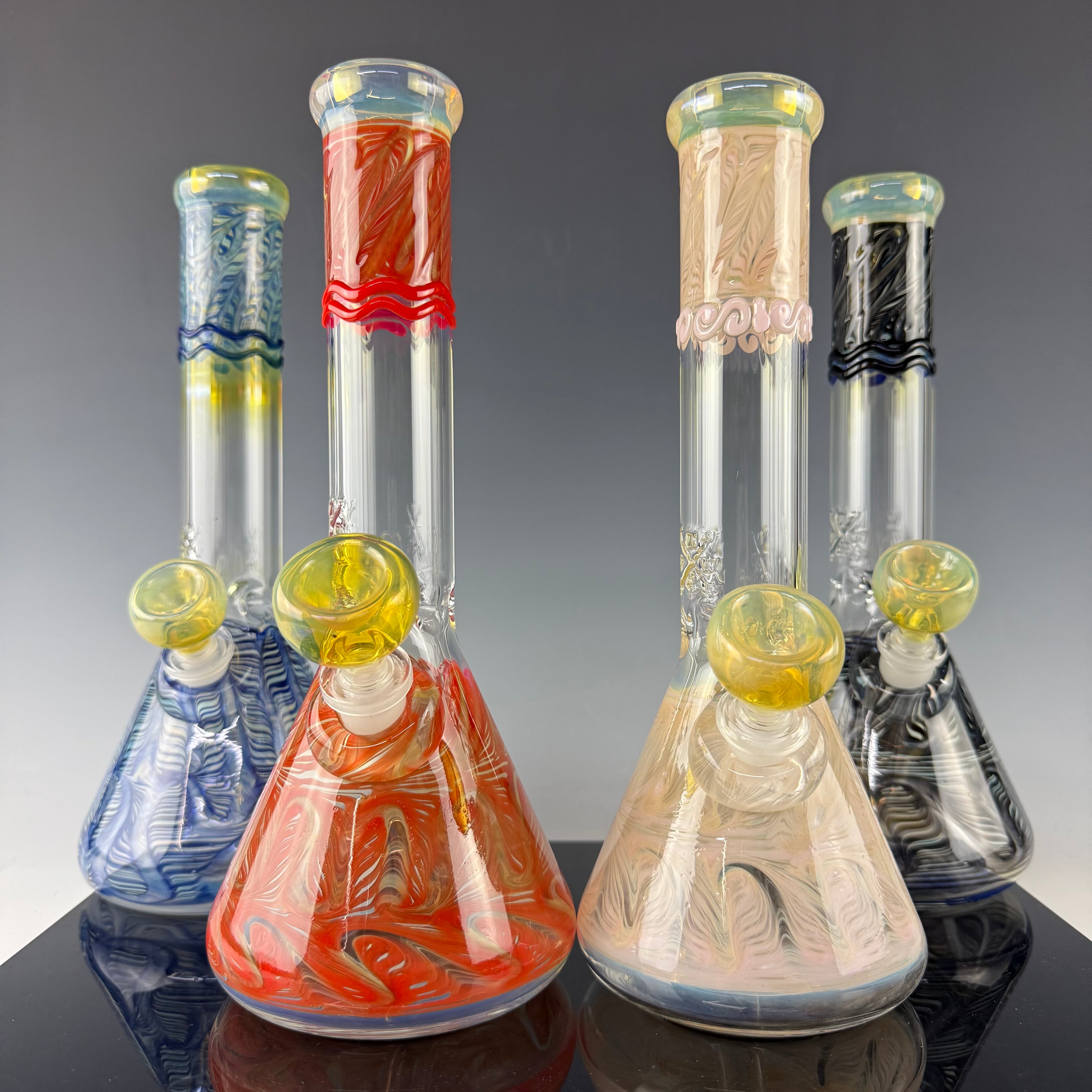 Wrap & Rake 38mm Beaker Waterpipe by Mary Jane's Glass