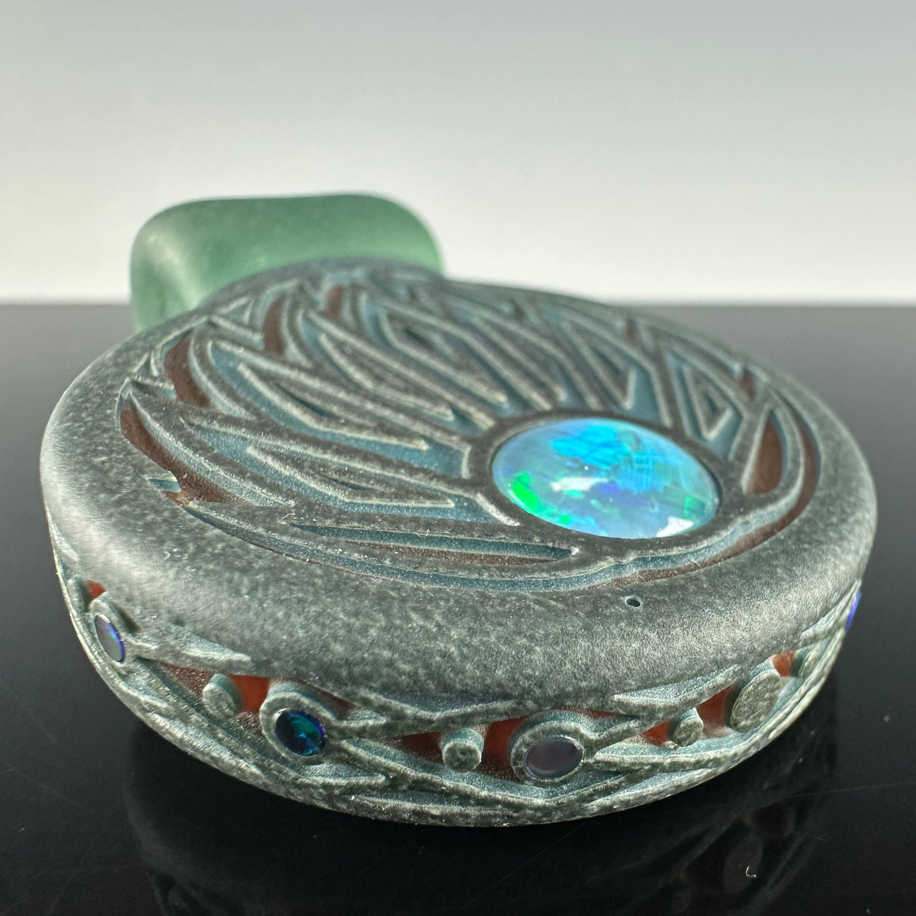 "Agave" Sandblasted Pendant by GlassMaze