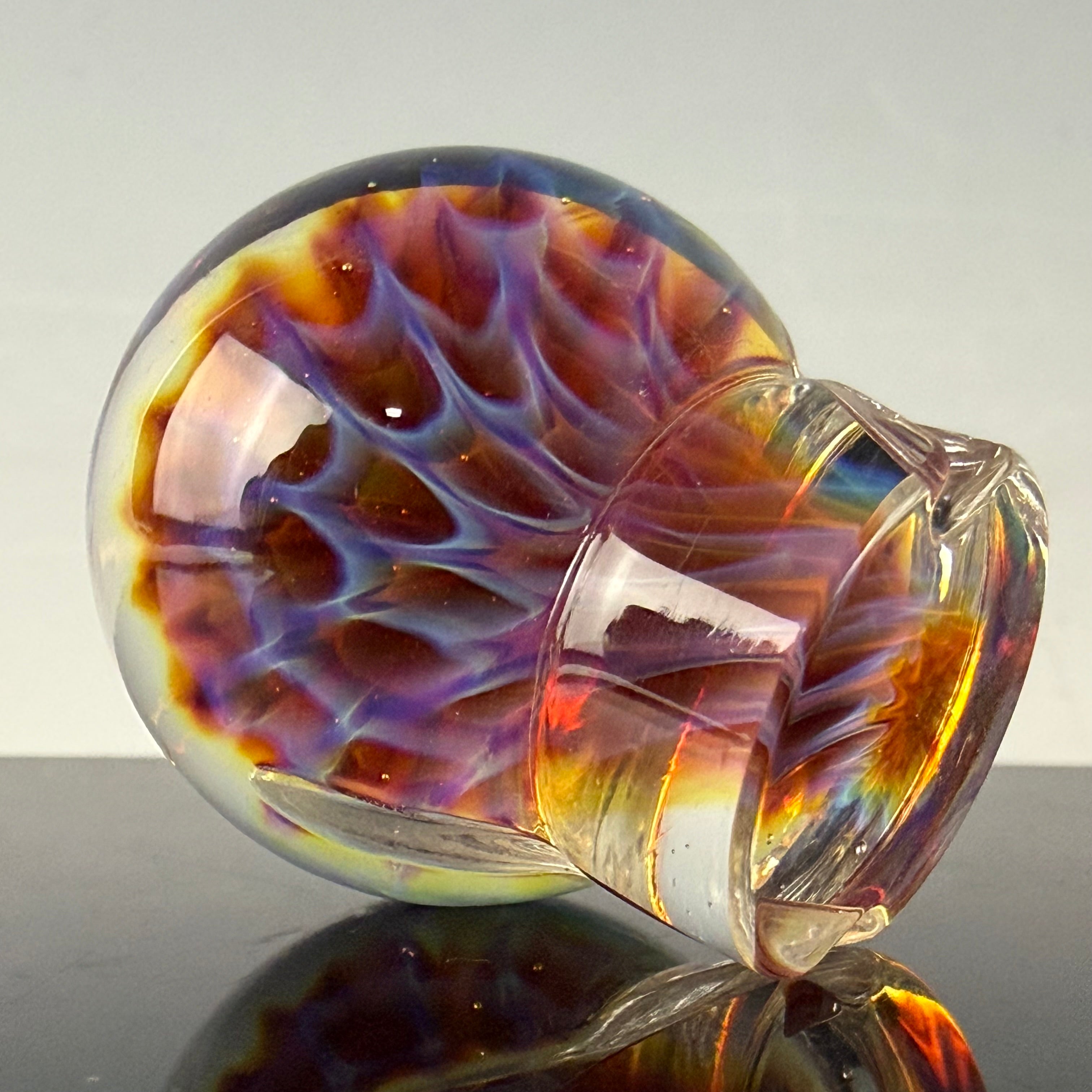 "Amber Purple" Honeycomb Implosion Glass Marble Spinner Cap by One Trick Pony