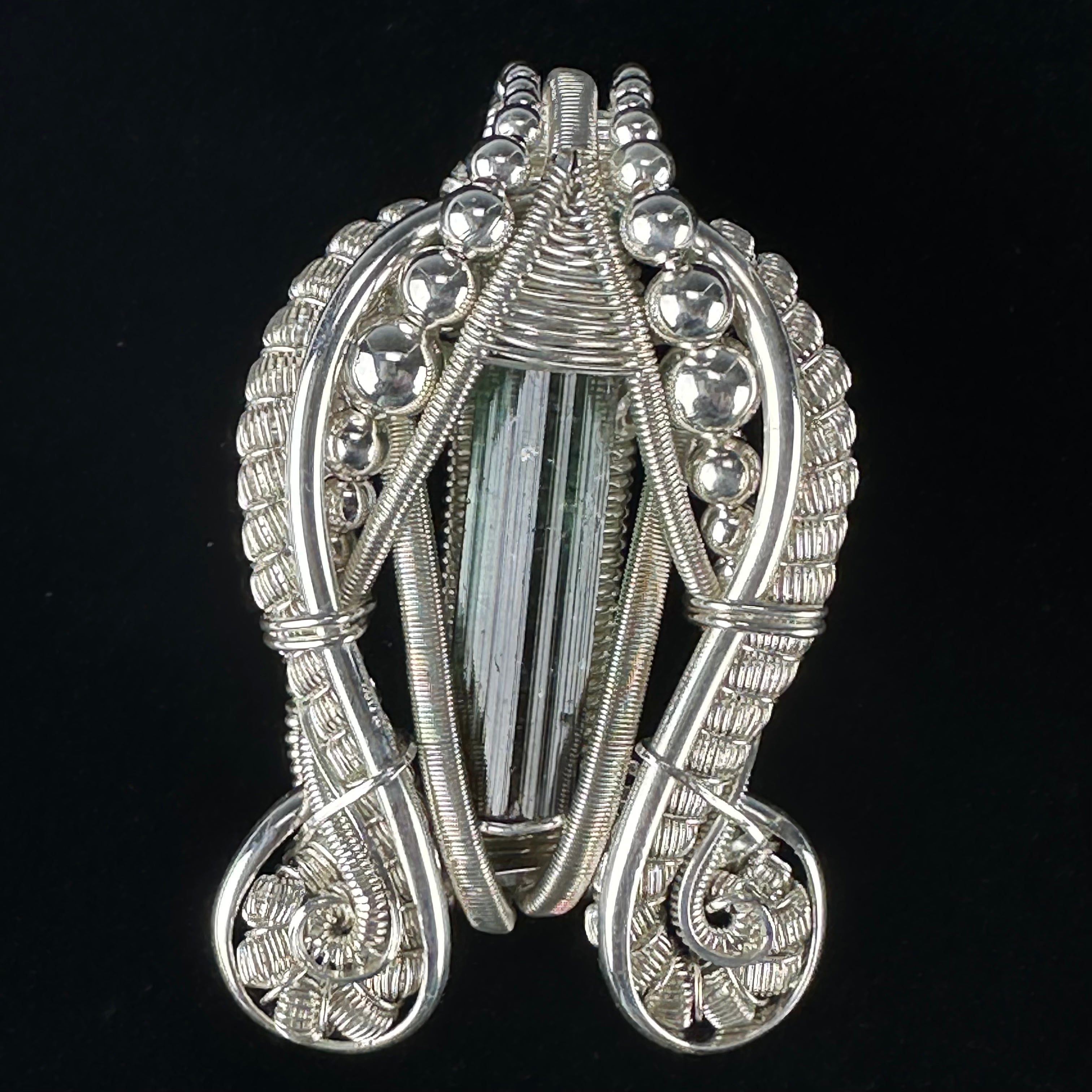 Green Tourmaline Wire Wrapped Pendant by Cosmic Wraps