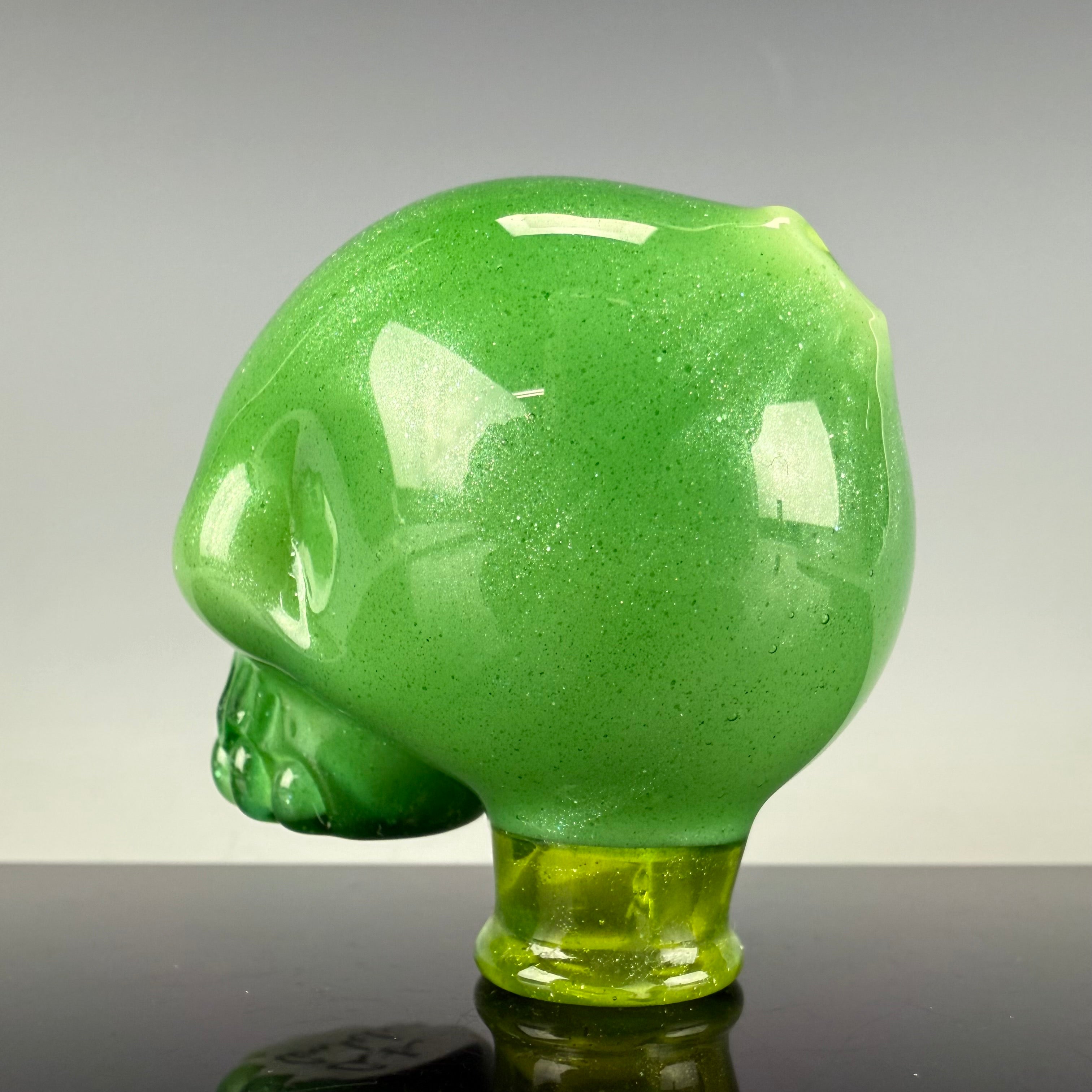 "Green Stardust Mix" Skull Puffco Pivot Top by Carsten Carlile